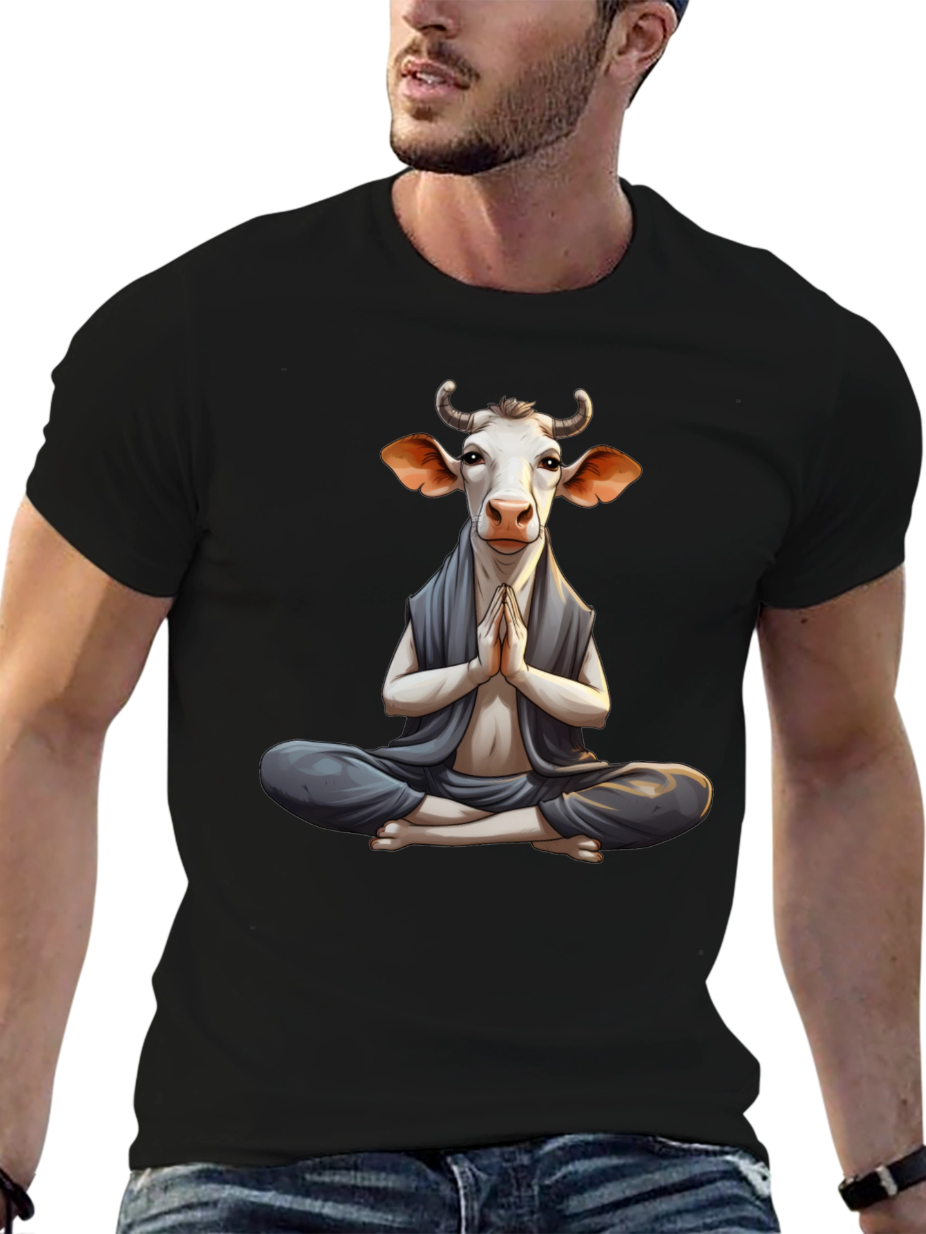 Zen Cow T-Shirt - Meditating Animal Tee