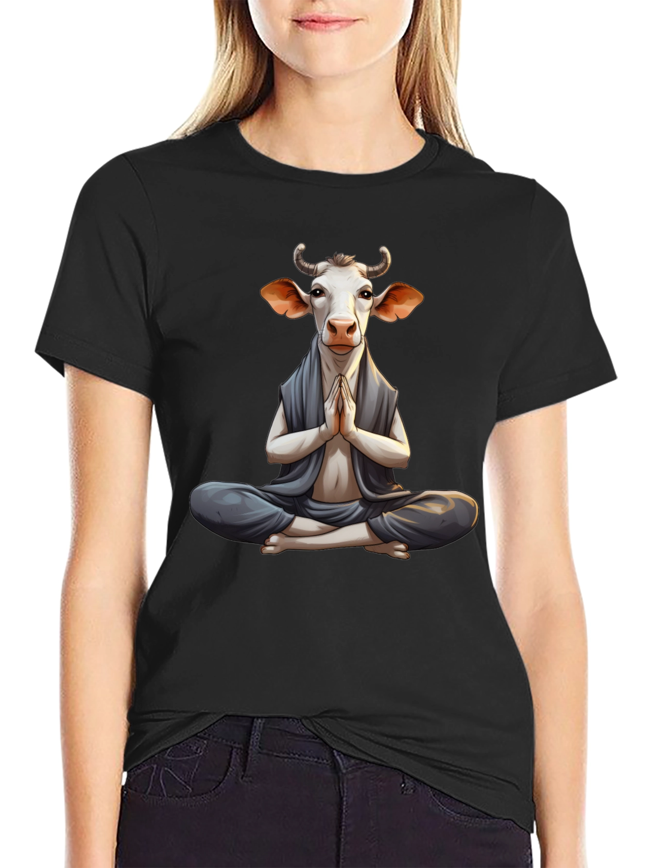Zen Cow T-Shirt - Meditating Animal Tee