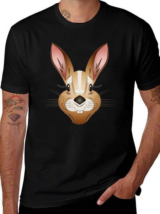 Funny Rabbit Face T-Shirt - Mens Black Tee