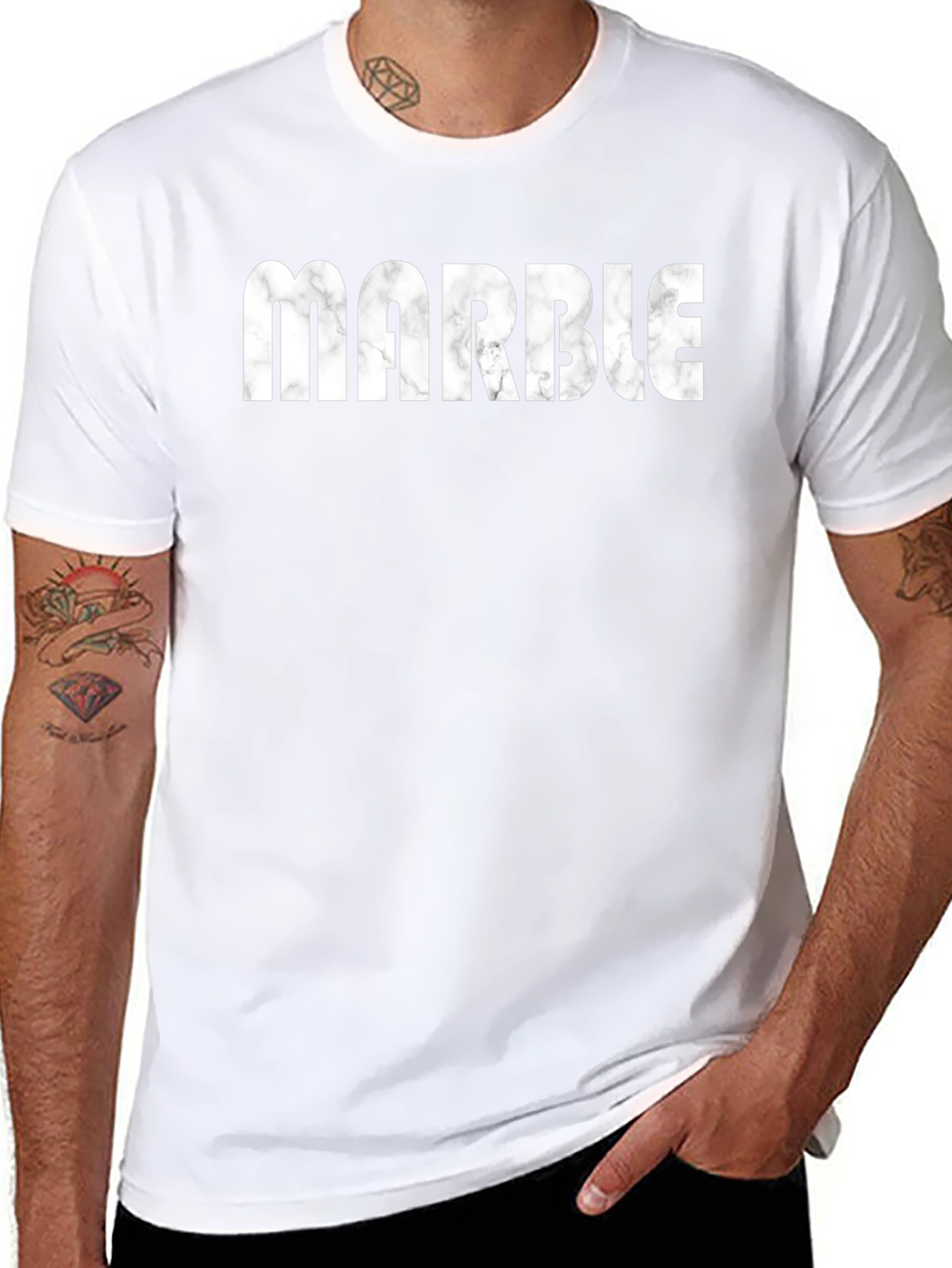 Marble Graphic Print Mens Black T-Shirt