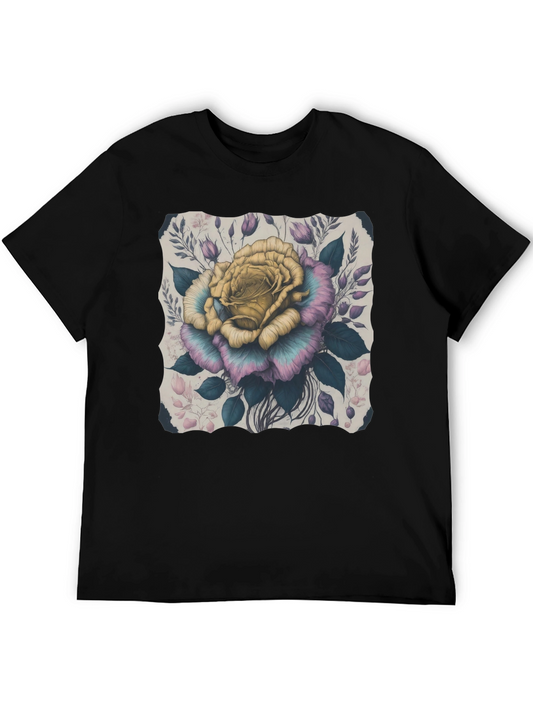 Floral Rose Graphic Tee - Stylish Mens T-Shirt
