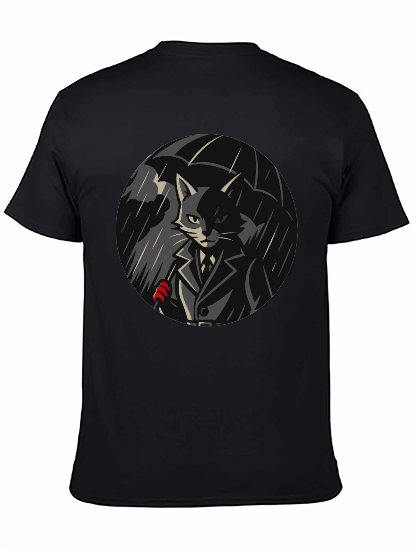 Cool Cat Under Umbrella Graphic T-Shirt