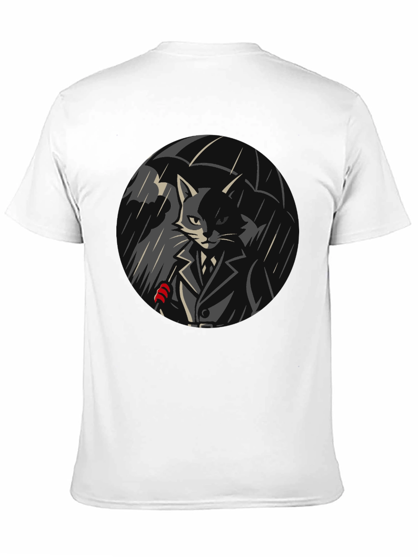 Cool Cat Under Umbrella Graphic T-Shirt