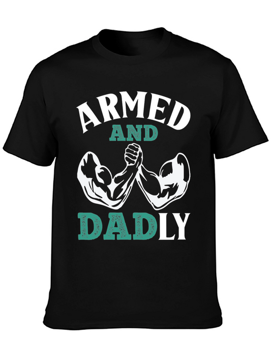 Armed and Dadly Black Graphic T-Shirt