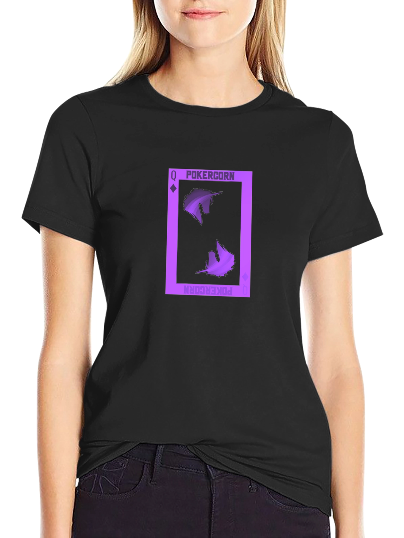 Pokercorn Queen Black T-Shirt