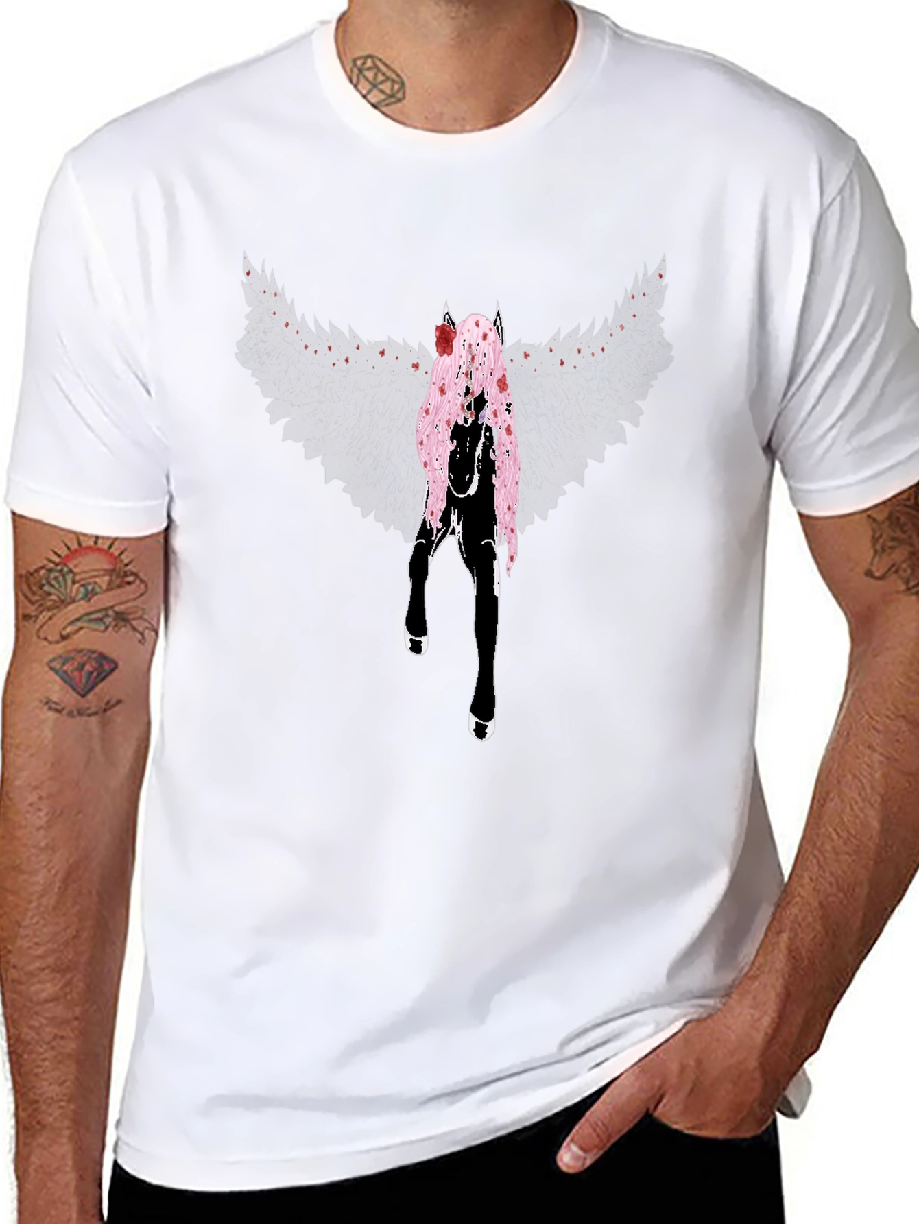 Winged Horse Graphic Tee - Black