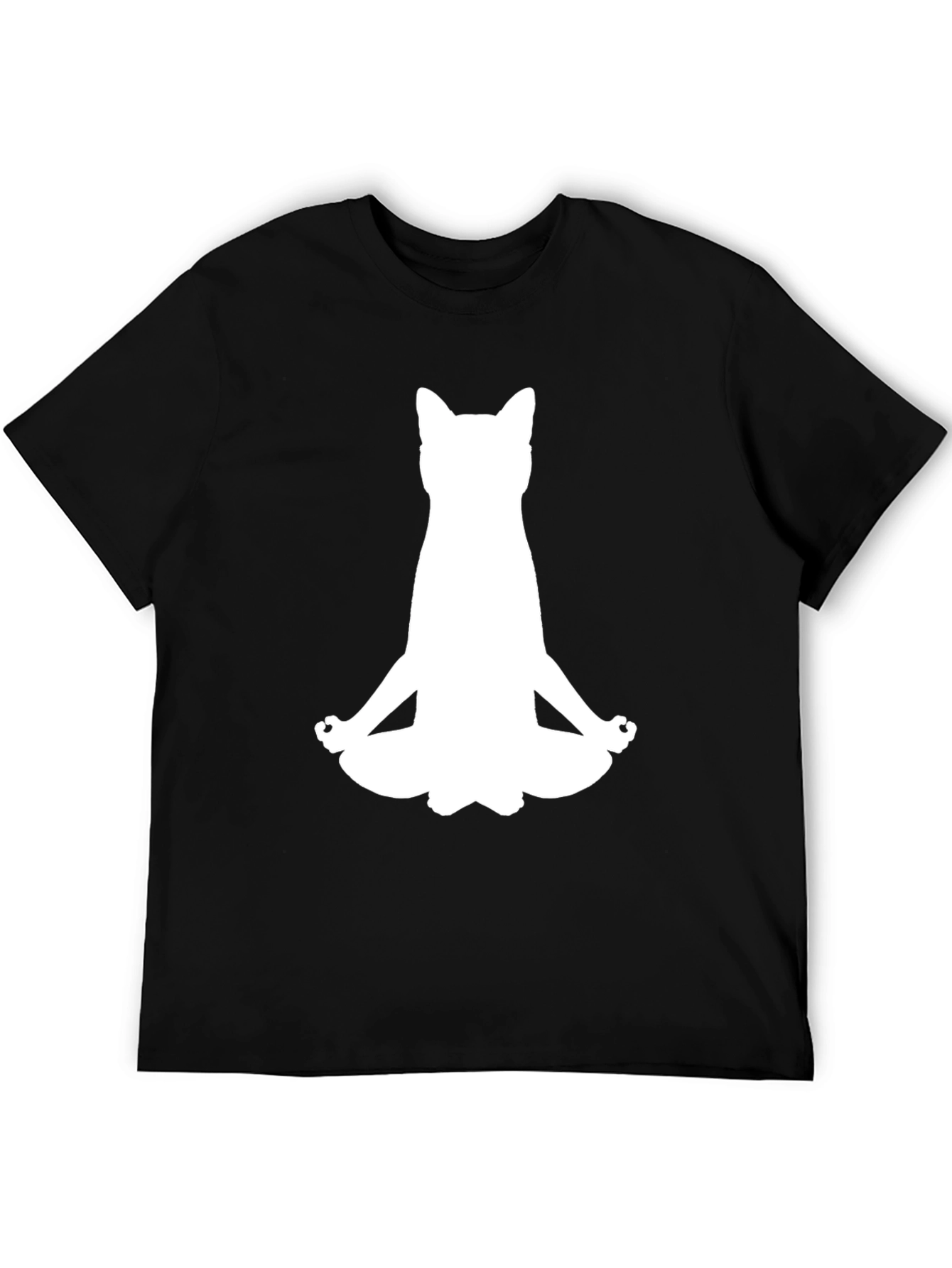 Meditating Cat Black T-Shirt - Yoga Kitten Tee