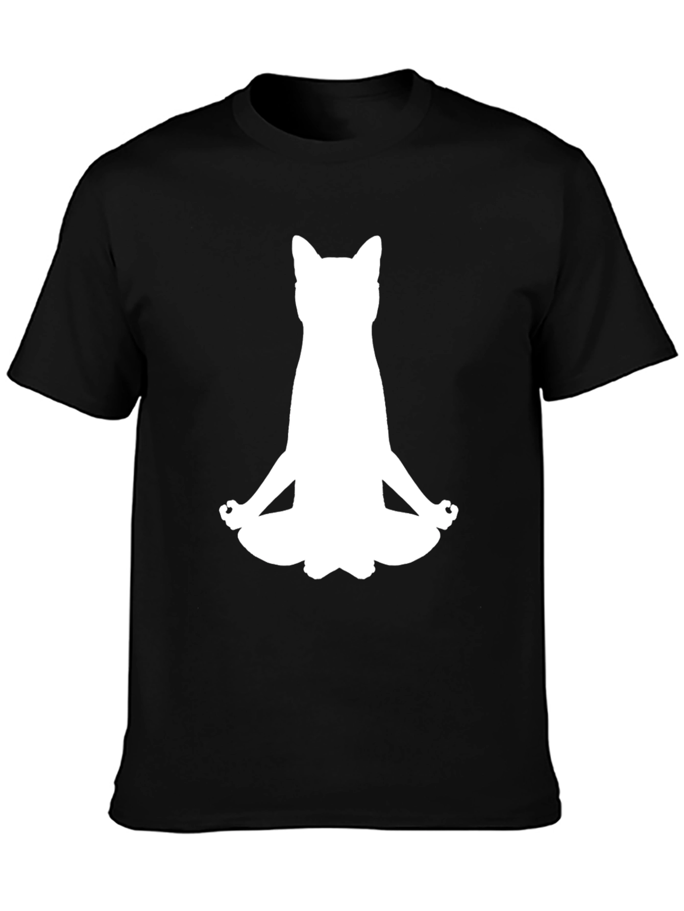 Meditating Cat Black T-Shirt - Yoga Kitten Tee