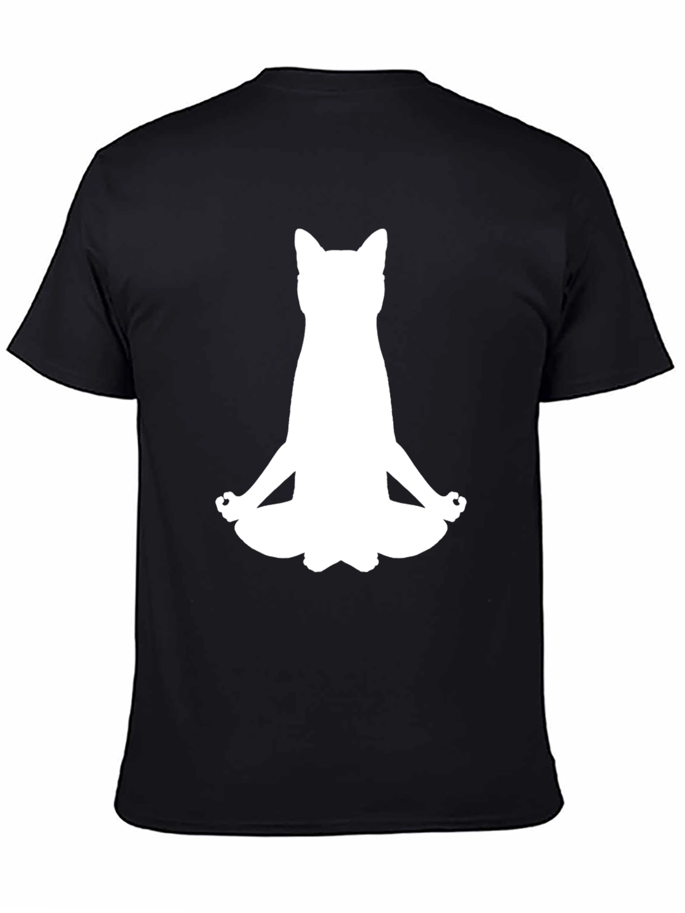 Meditating Cat Black T-Shirt - Yoga Kitten Tee
