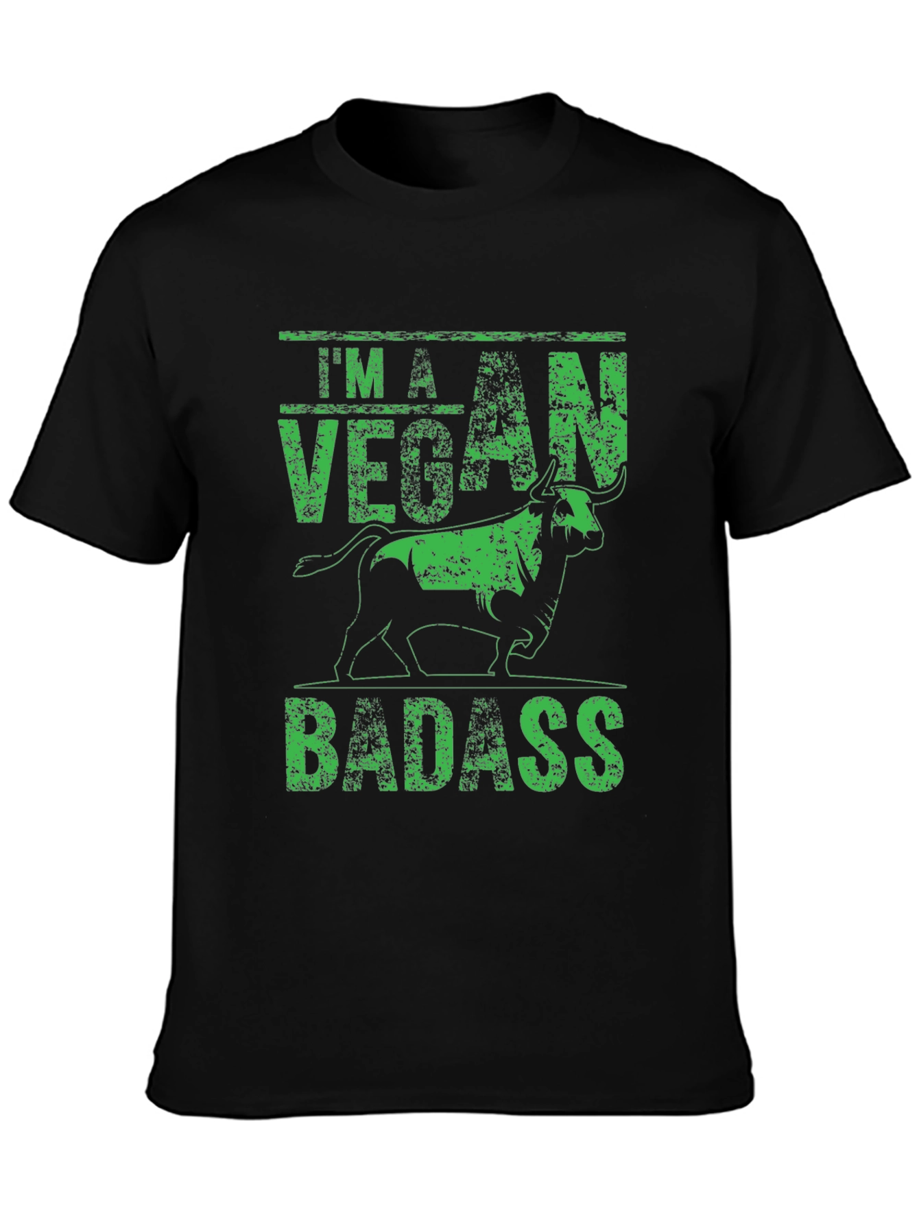 Vegan Badass Graphic Tee - Black Bold Statement Shirt