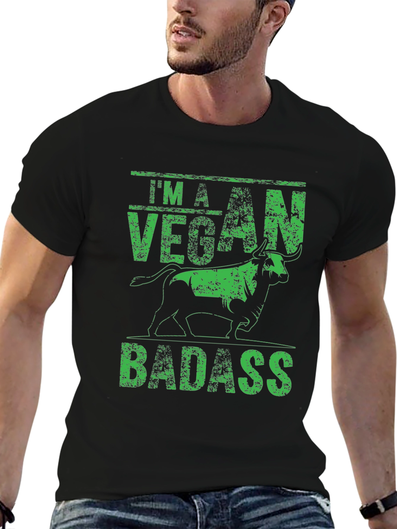 Vegan Badass Graphic Tee - Black Bold Statement Shirt