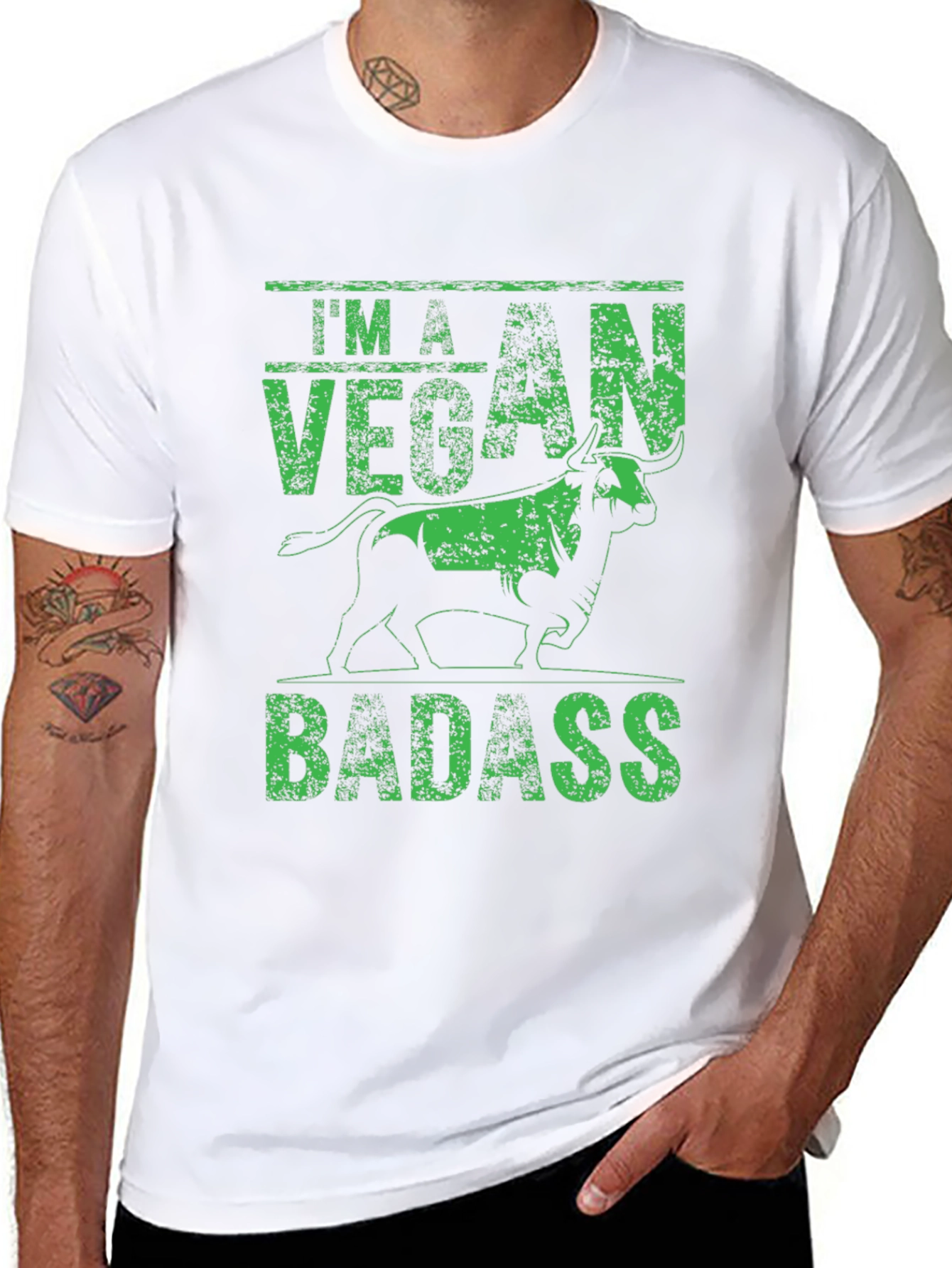 Vegan Badass Graphic Tee - Black Bold Statement Shirt
