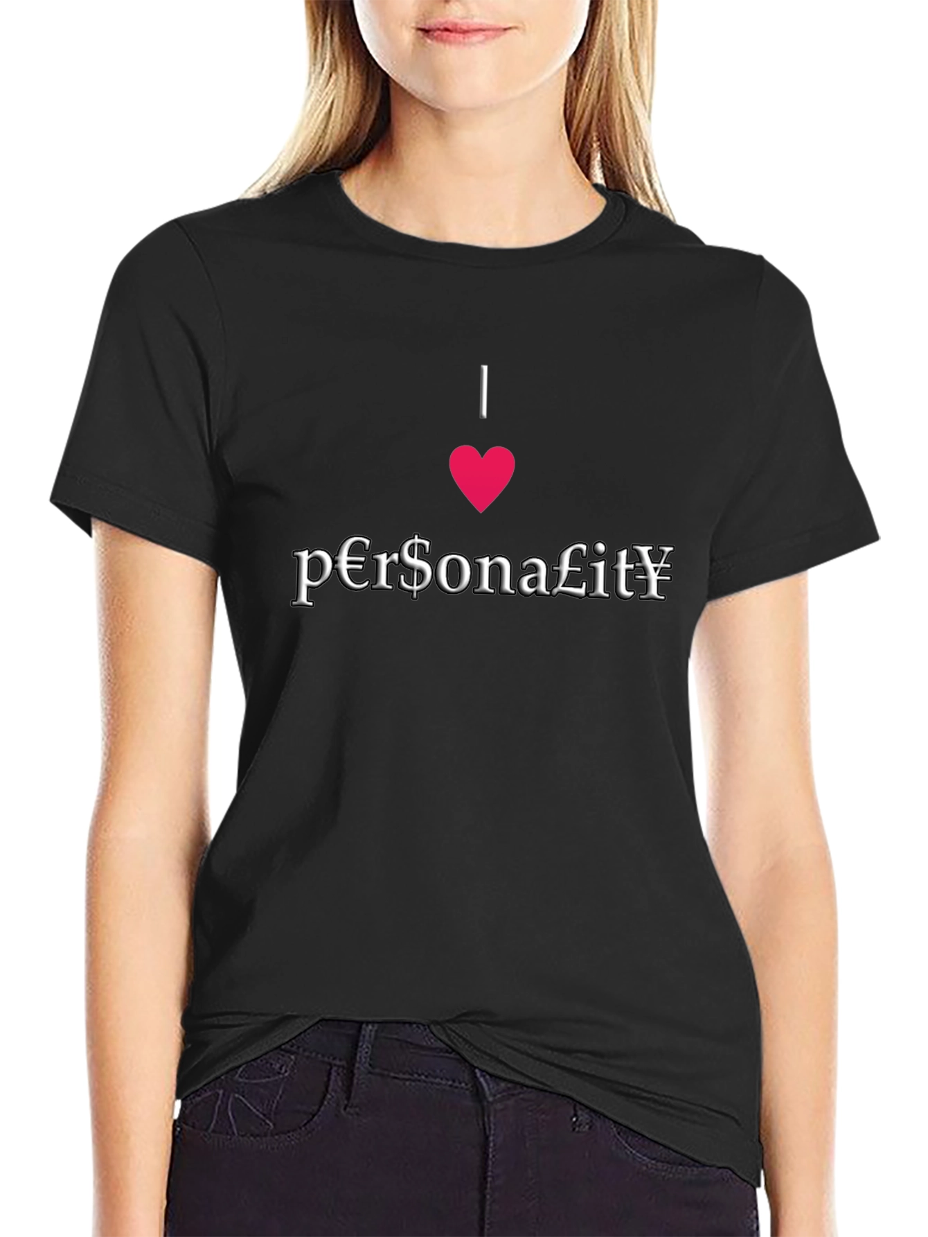 I Heart Personality Black T-Shirt