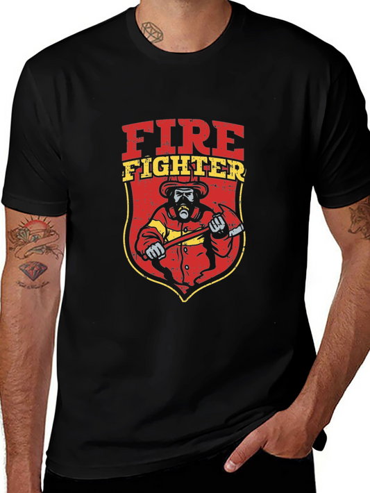 Firefighter Graphic Tee - Black Cotton T-Shirt