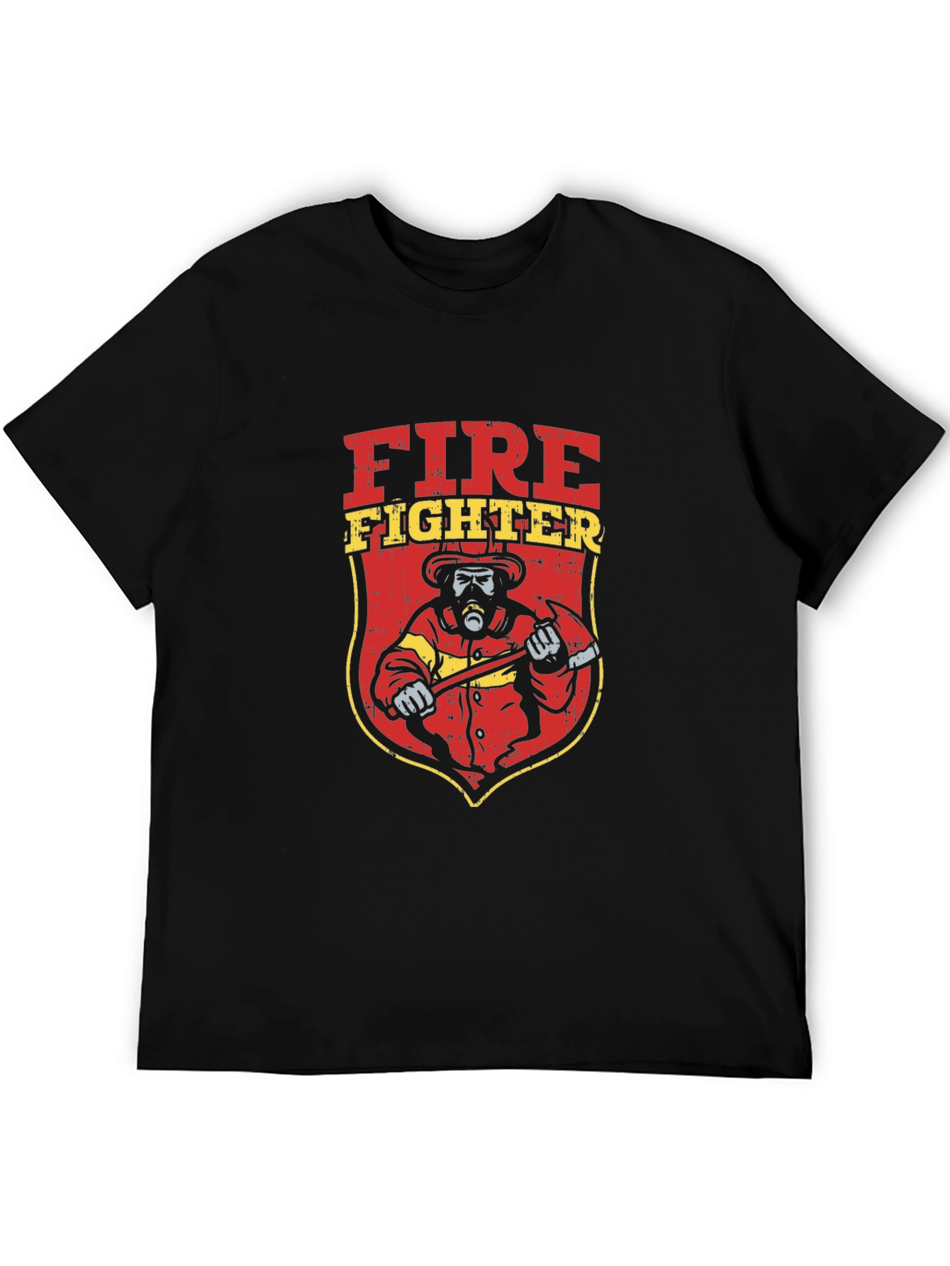 Firefighter Graphic Tee - Black Cotton T-Shirt