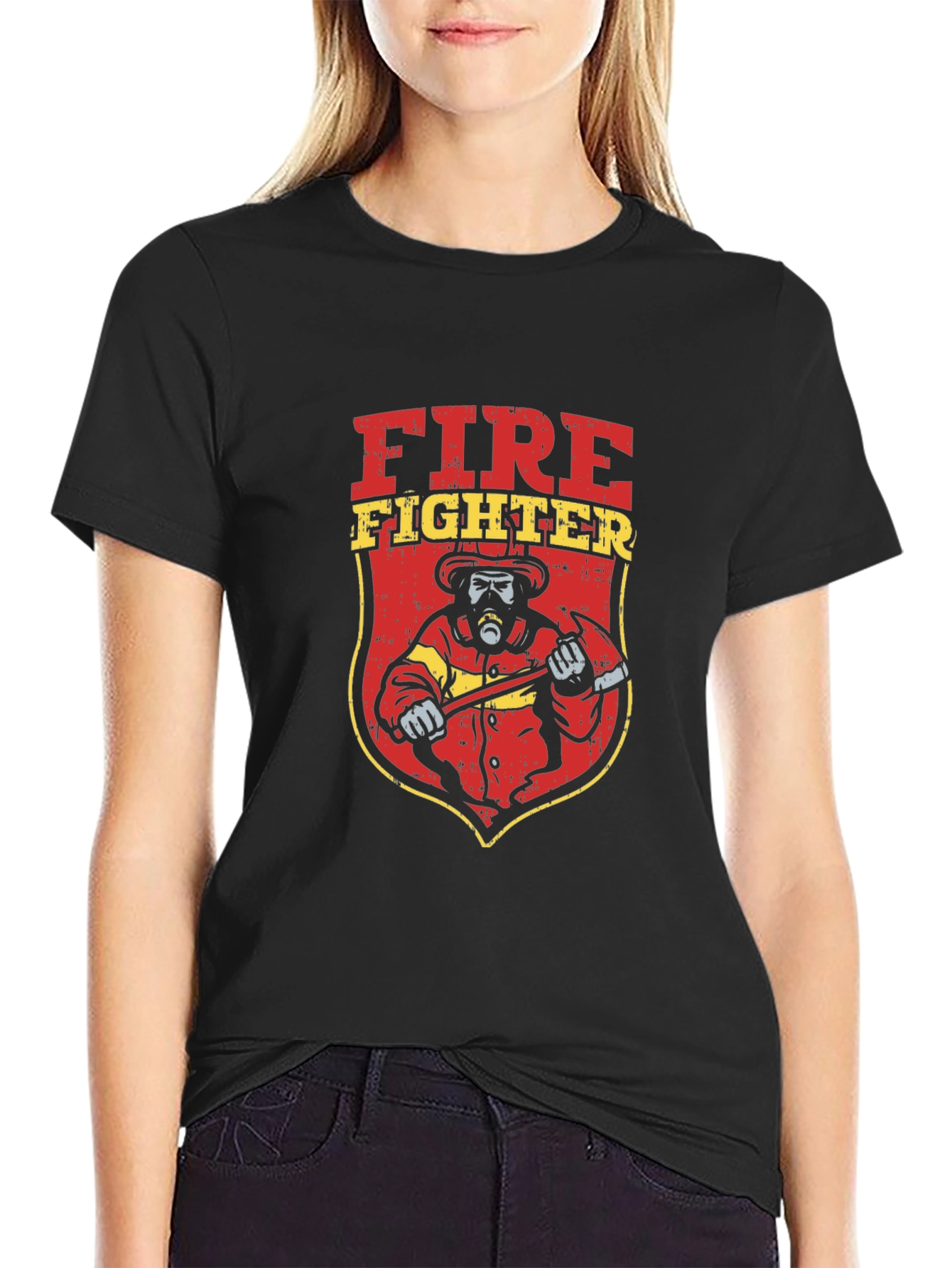Firefighter Graphic Tee - Black Cotton T-Shirt