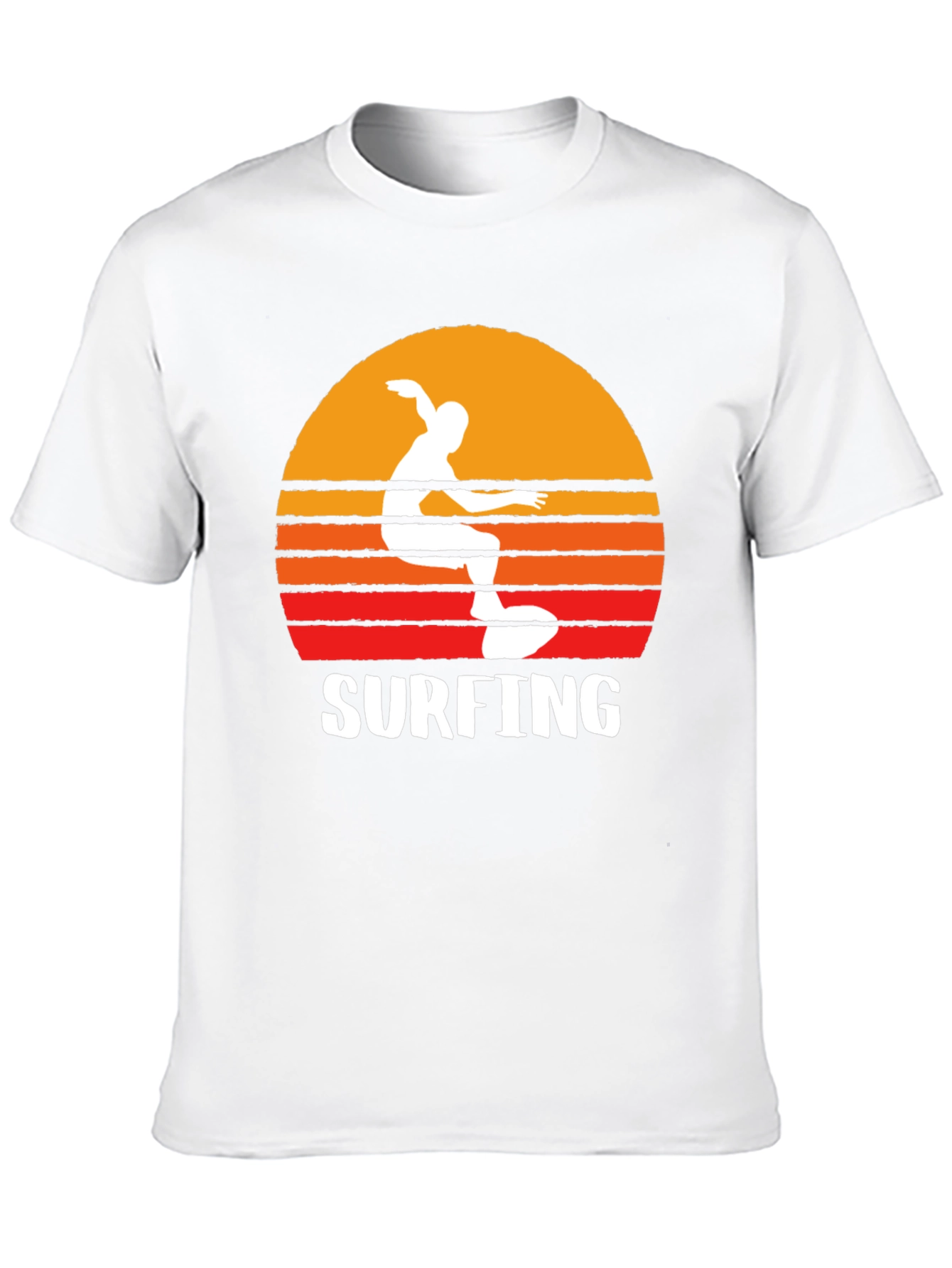 Surfing Sunset Graphic Tee - Black Cotton T-Shirt