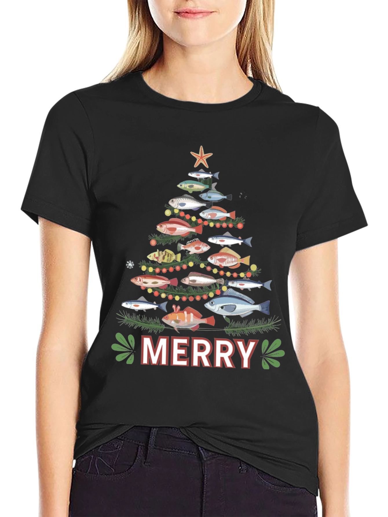 Festive Fishing Christmas Tree T-Shirt