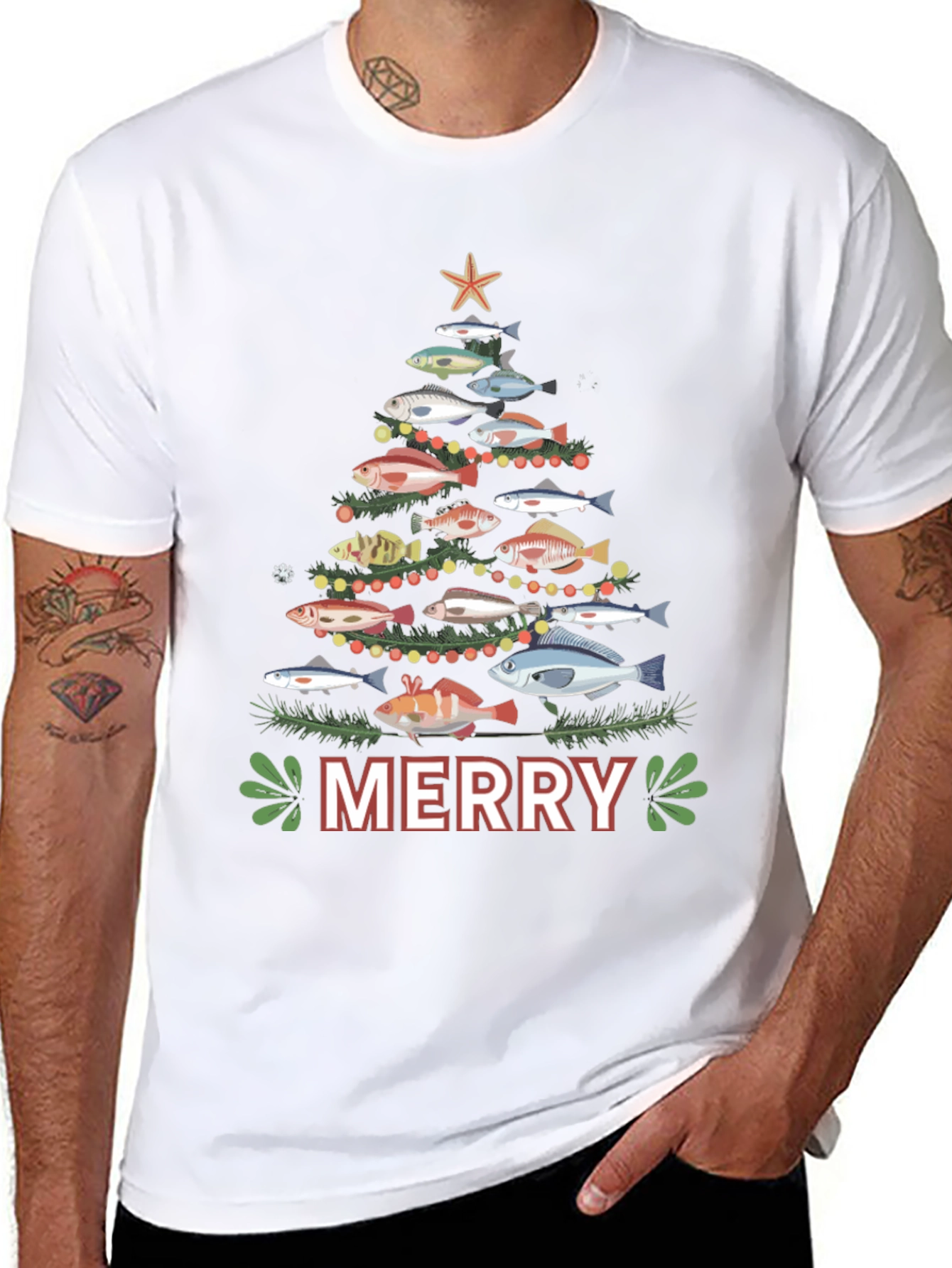 Festive Fishing Christmas Tree T-Shirt