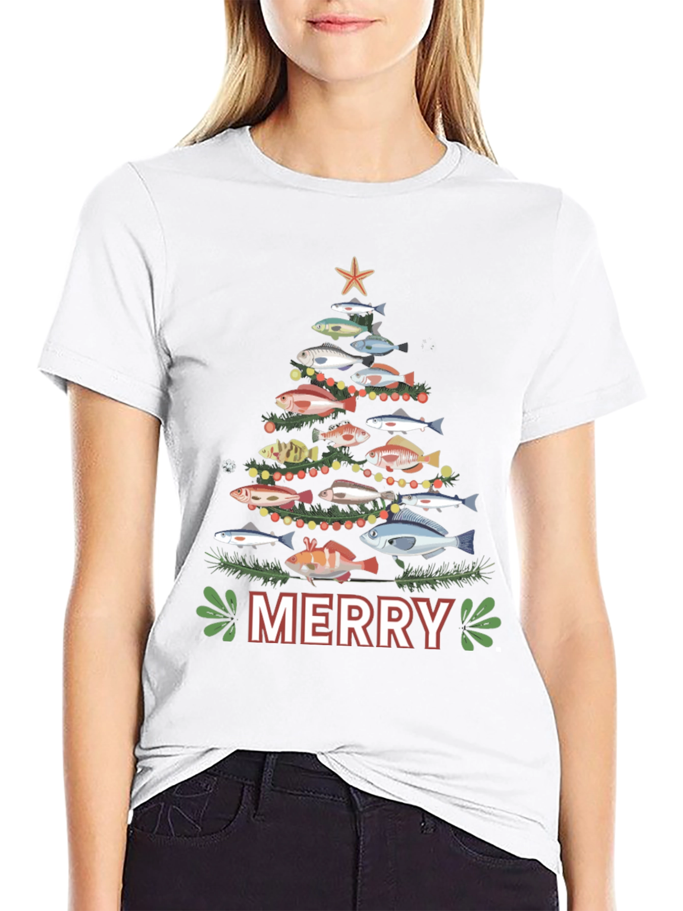 Festive Fishing Christmas Tree T-Shirt