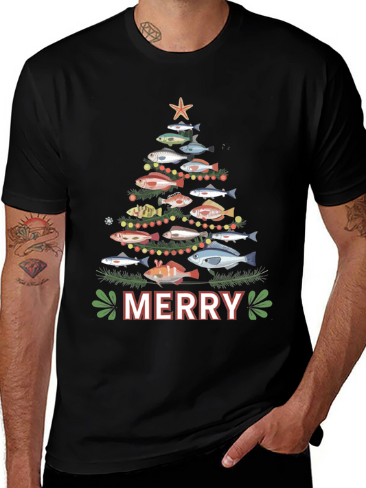 Festive Fishing Christmas Tree T-Shirt