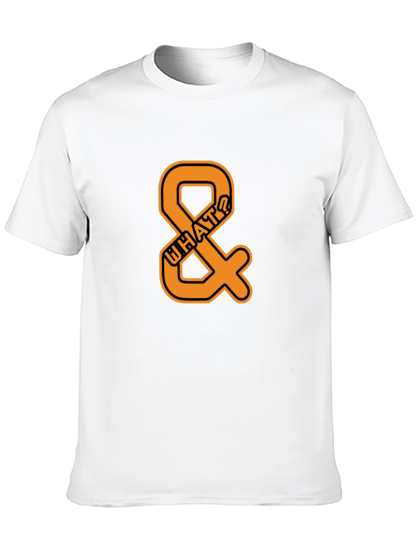 Mens Black T-Shirt with Orange WHAT? Ampersand Design
