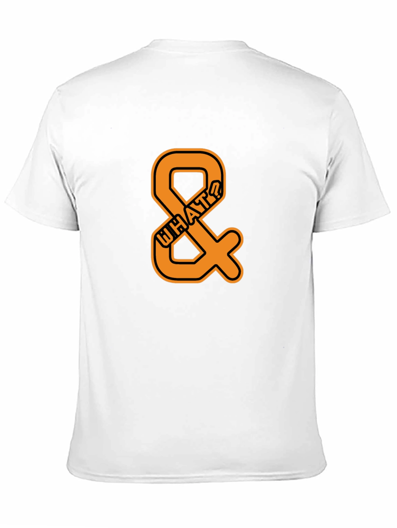 Mens Black T-Shirt with Orange WHAT? Ampersand Design