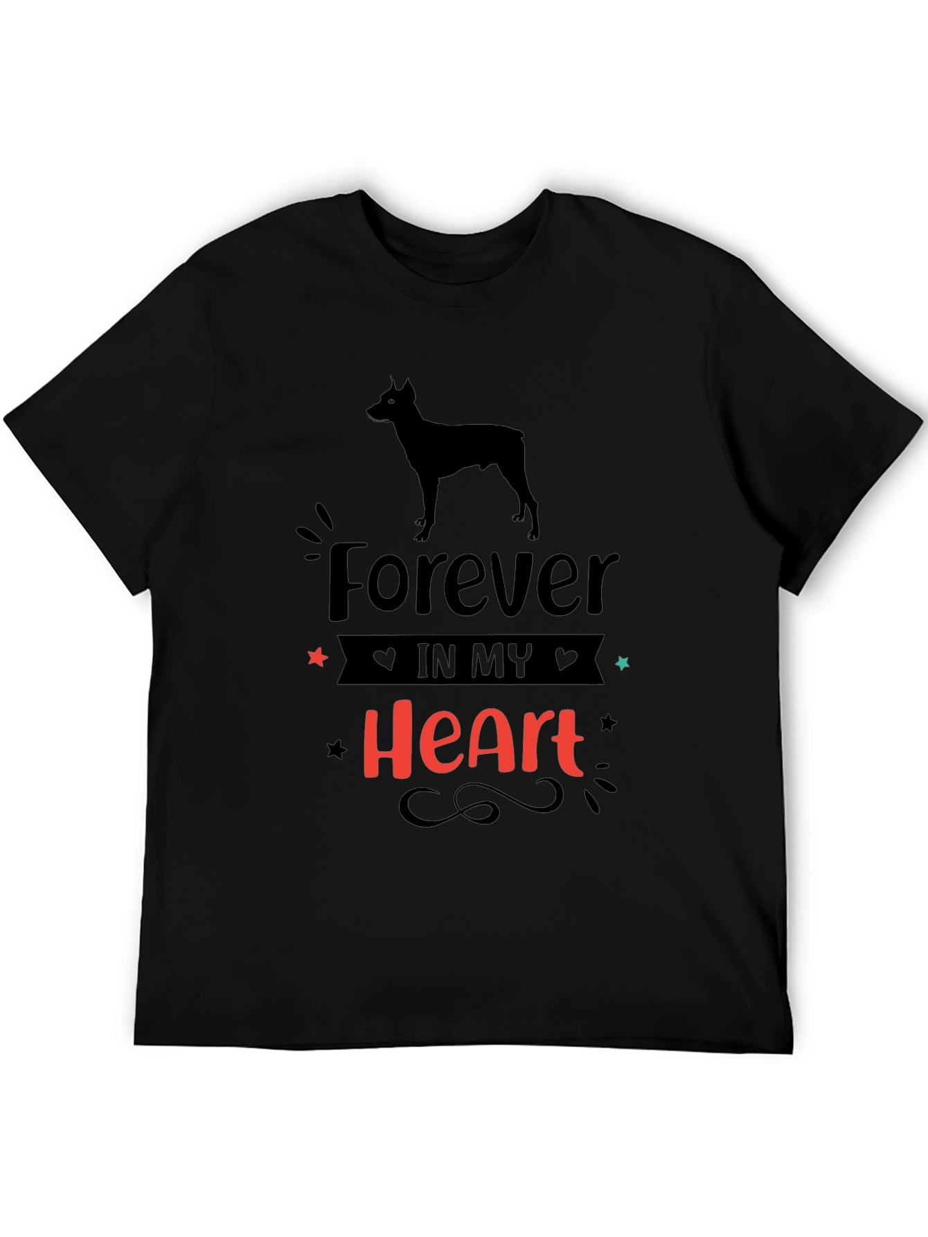 Dog Lover Forever in My Heart Black T-Shirt