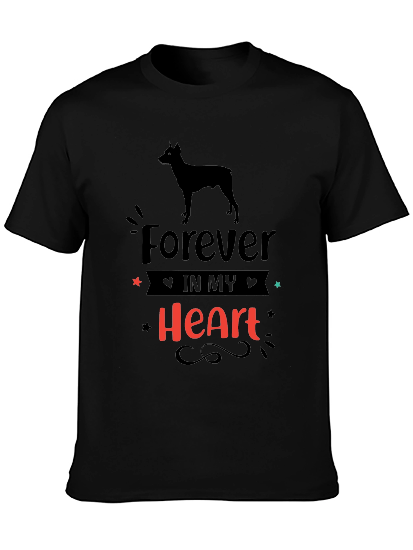 Dog Lover Forever in My Heart Black T-Shirt