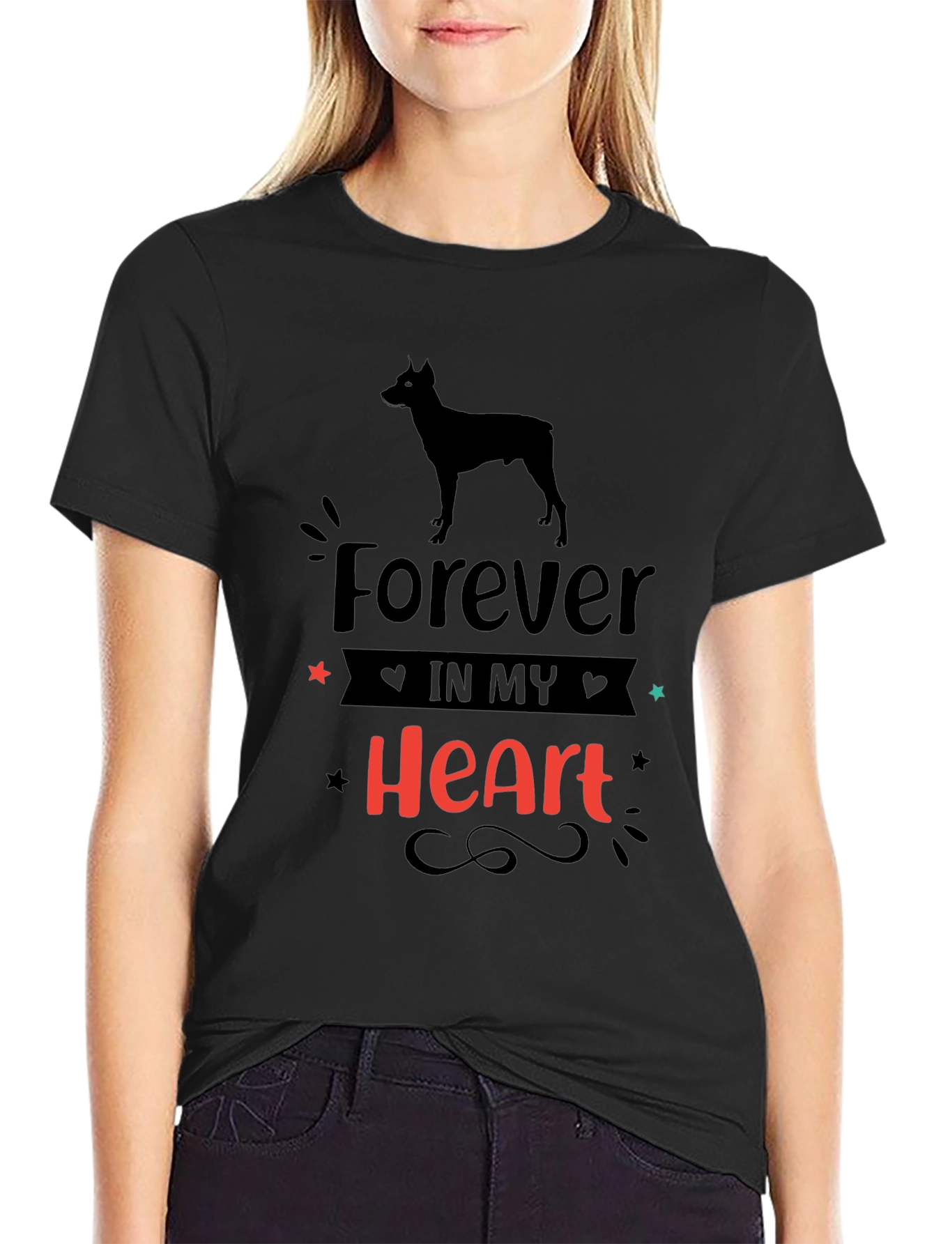 Dog Lover Forever in My Heart Black T-Shirt