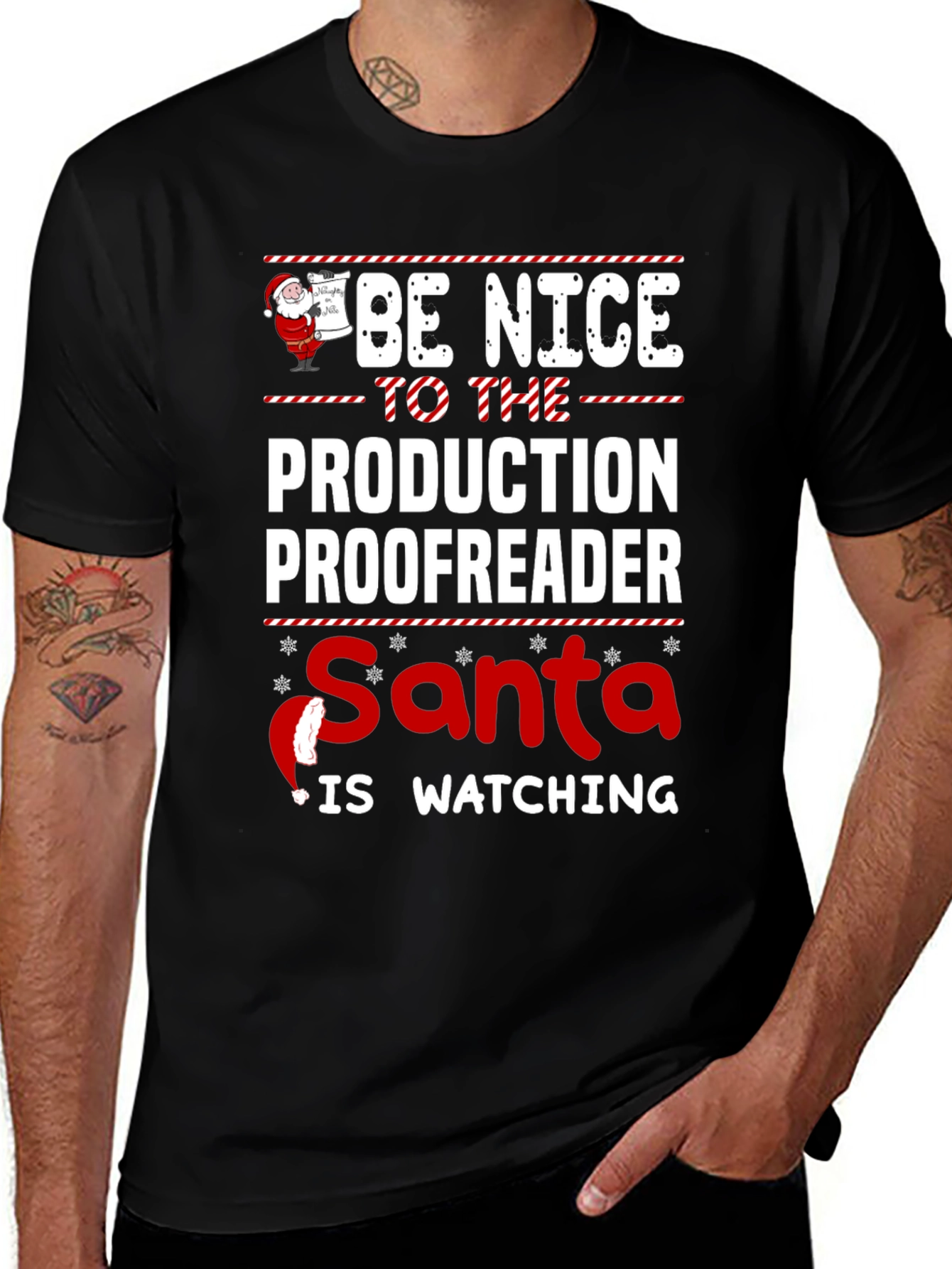 Be Nice to the Production Proofreader Santa Watching T-Shirt
