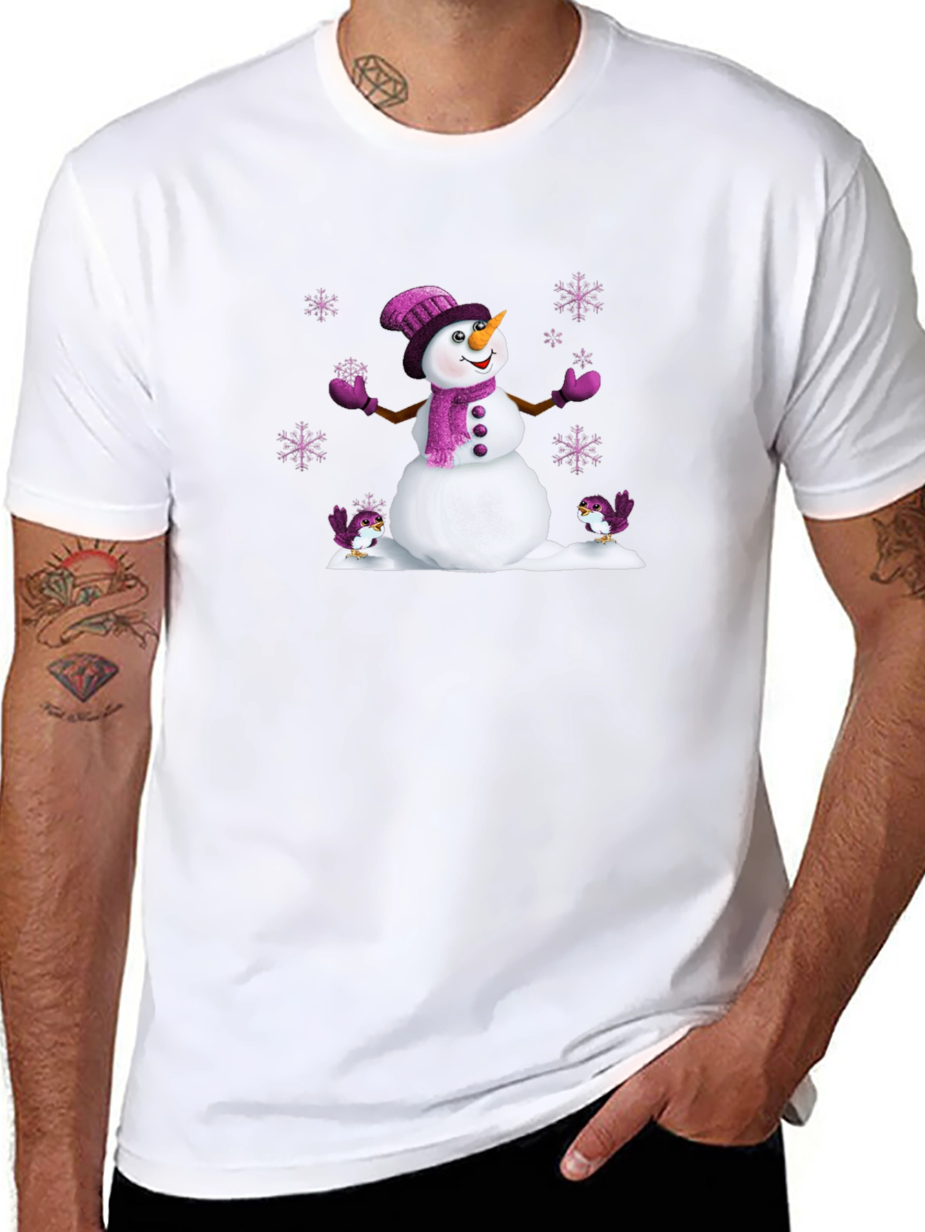 Festive Snowman Graphic Tee - Holiday Cheer