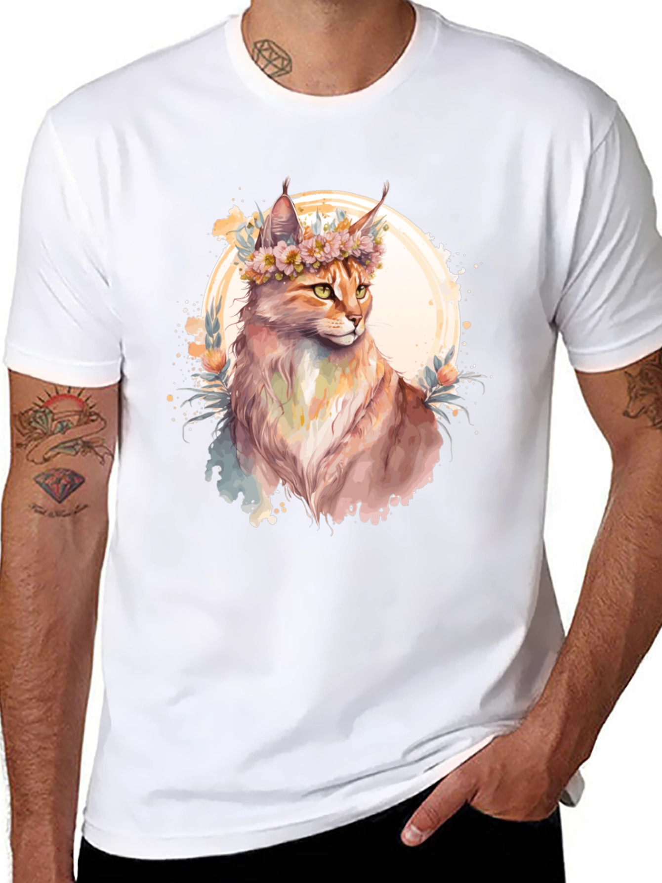 Floral Crown Cat Graphic Tee