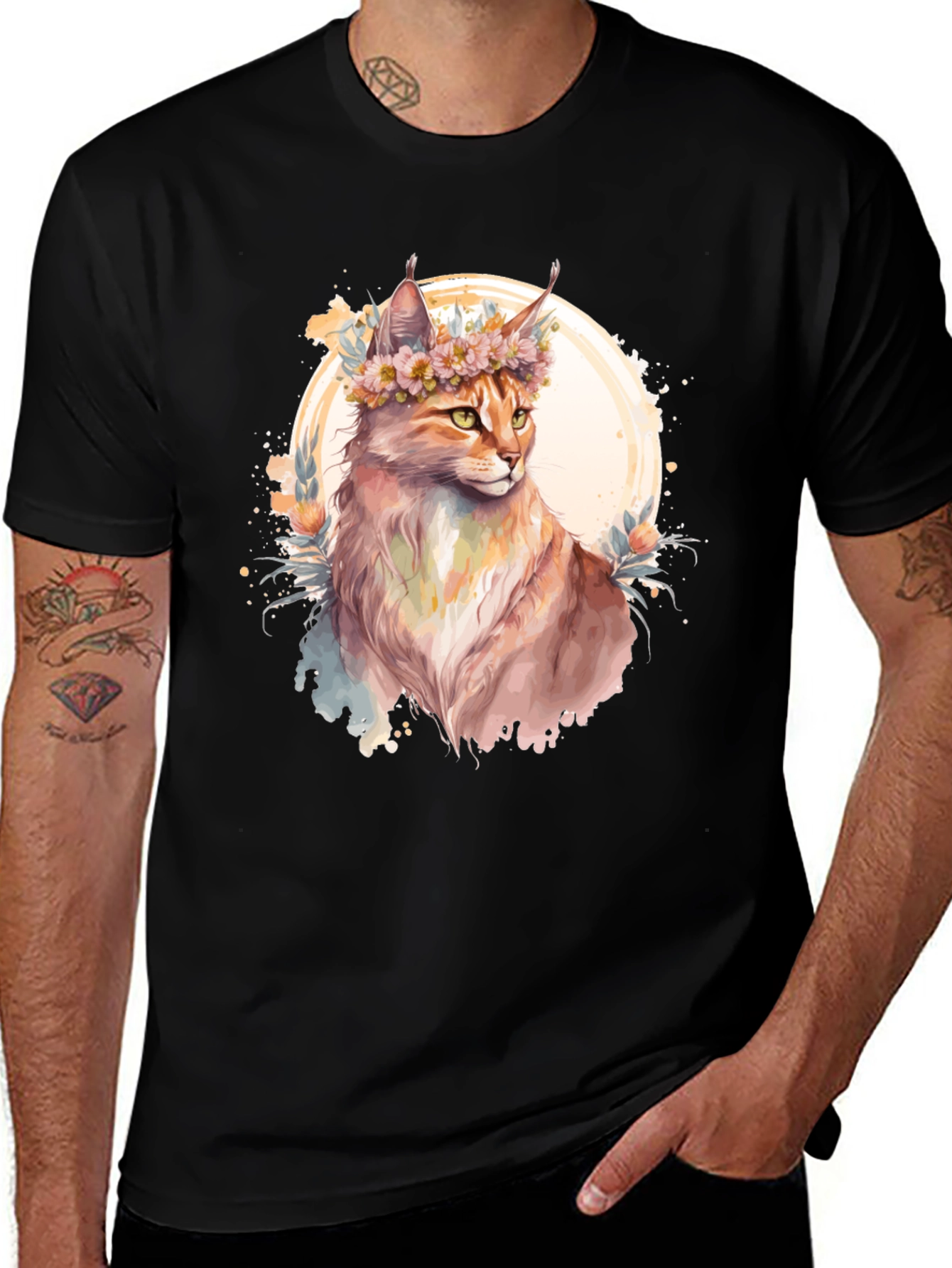 Floral Crown Cat Graphic Tee