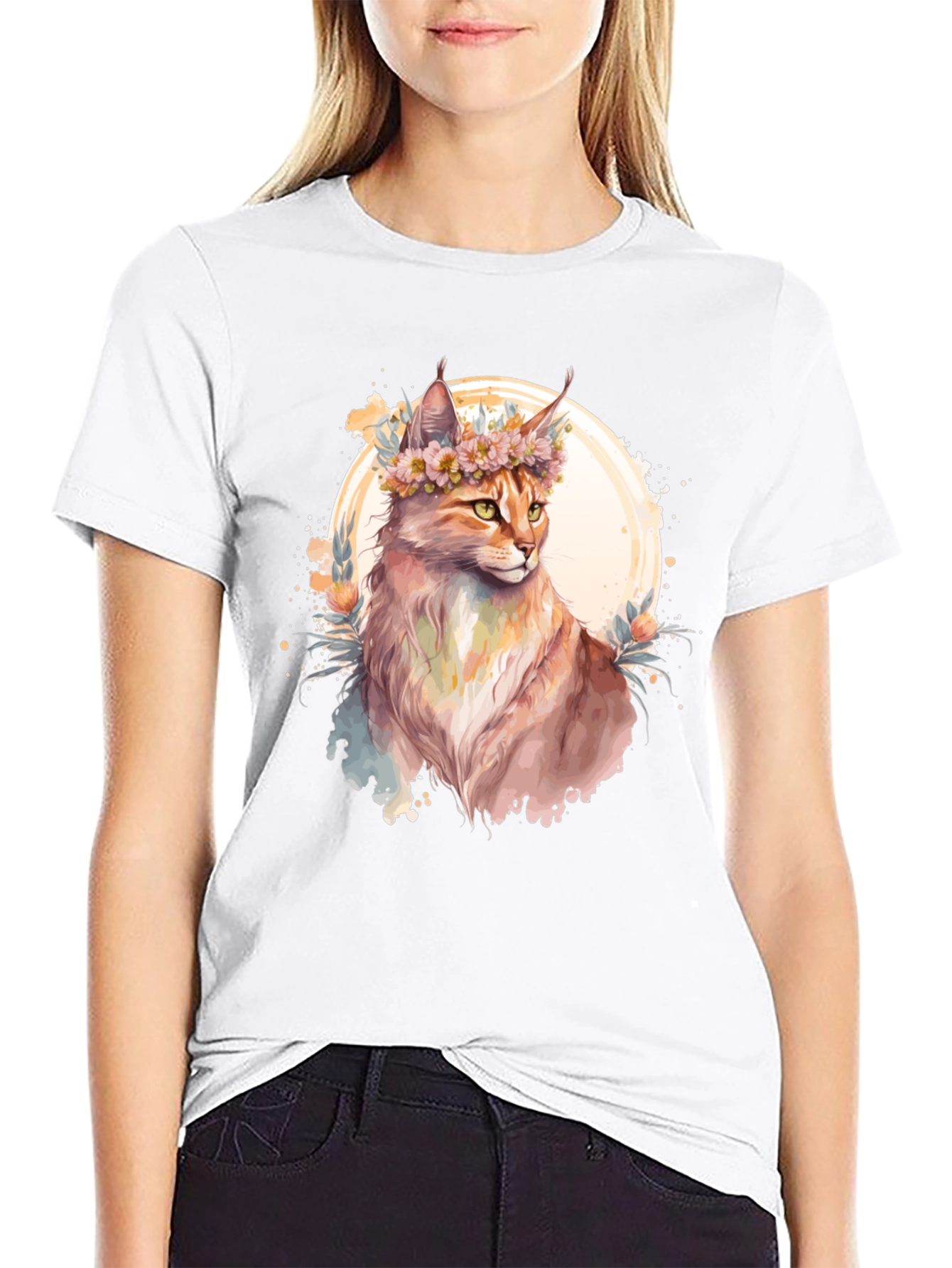 Floral Crown Cat Graphic Tee