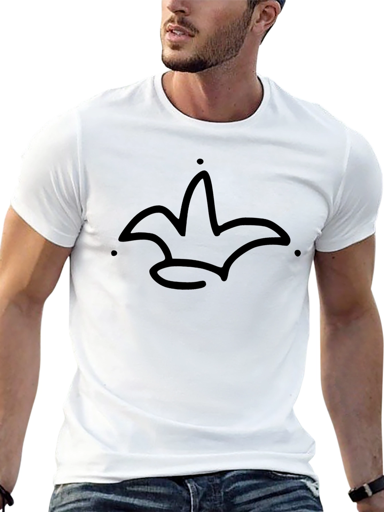 Crown Graphic Tee - Minimalist Design Black