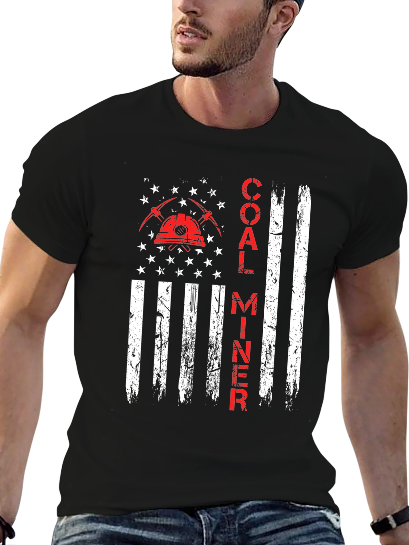 Coal Miner American Flag Graphic T-Shirt