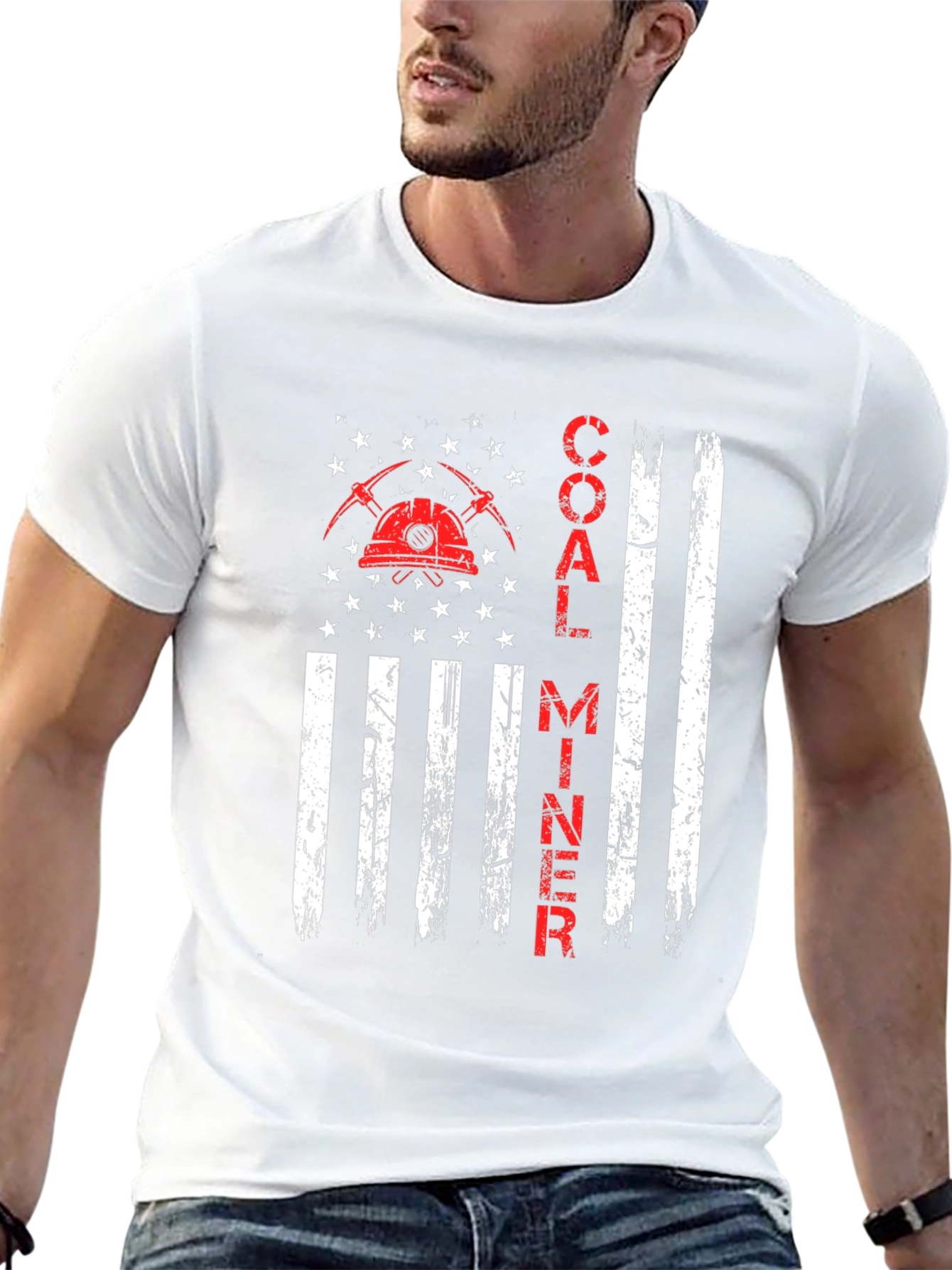 Coal Miner American Flag Graphic T-Shirt