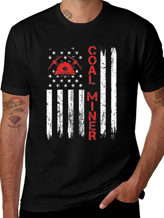 Coal Miner American Flag Graphic T-Shirt