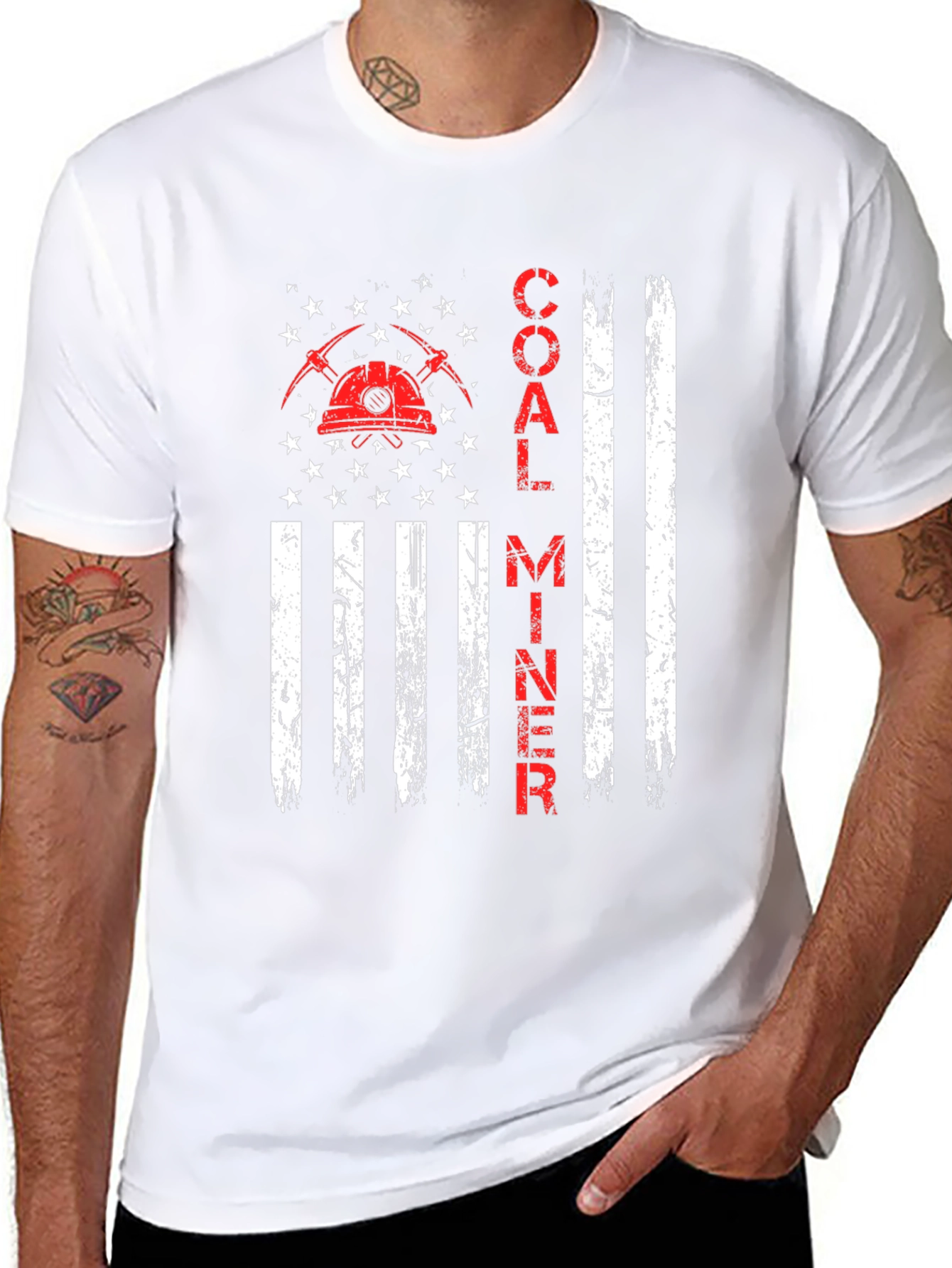 Coal Miner American Flag Graphic T-Shirt