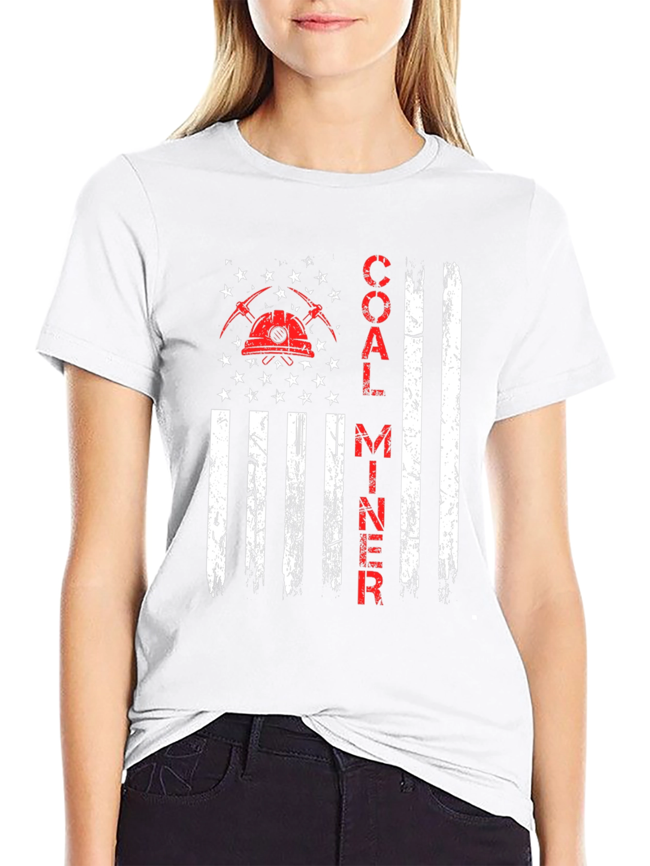 Coal Miner American Flag Graphic T-Shirt