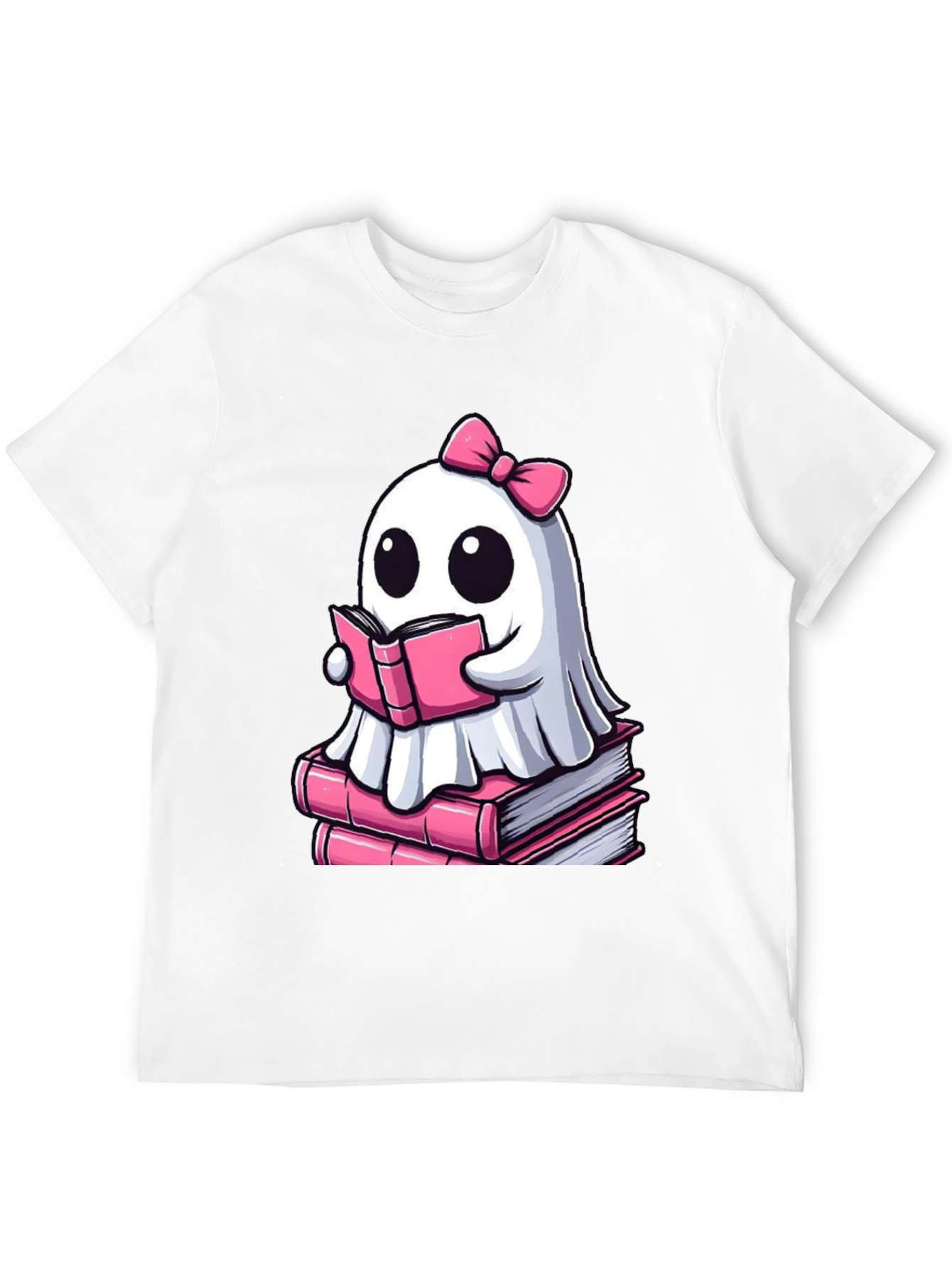 Cute Ghost Reading Book T-Shirt - Spooky & Stylish