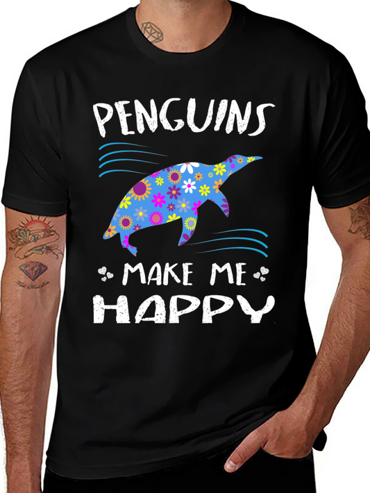 Penguins Make Me Happy Graphic T-Shirt