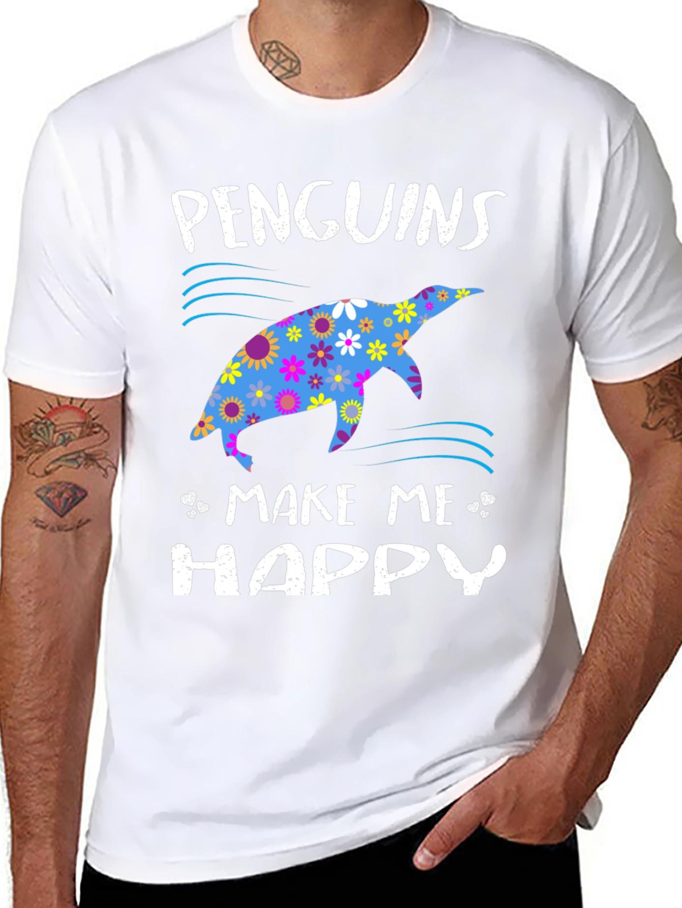 Penguins Make Me Happy Graphic T-Shirt