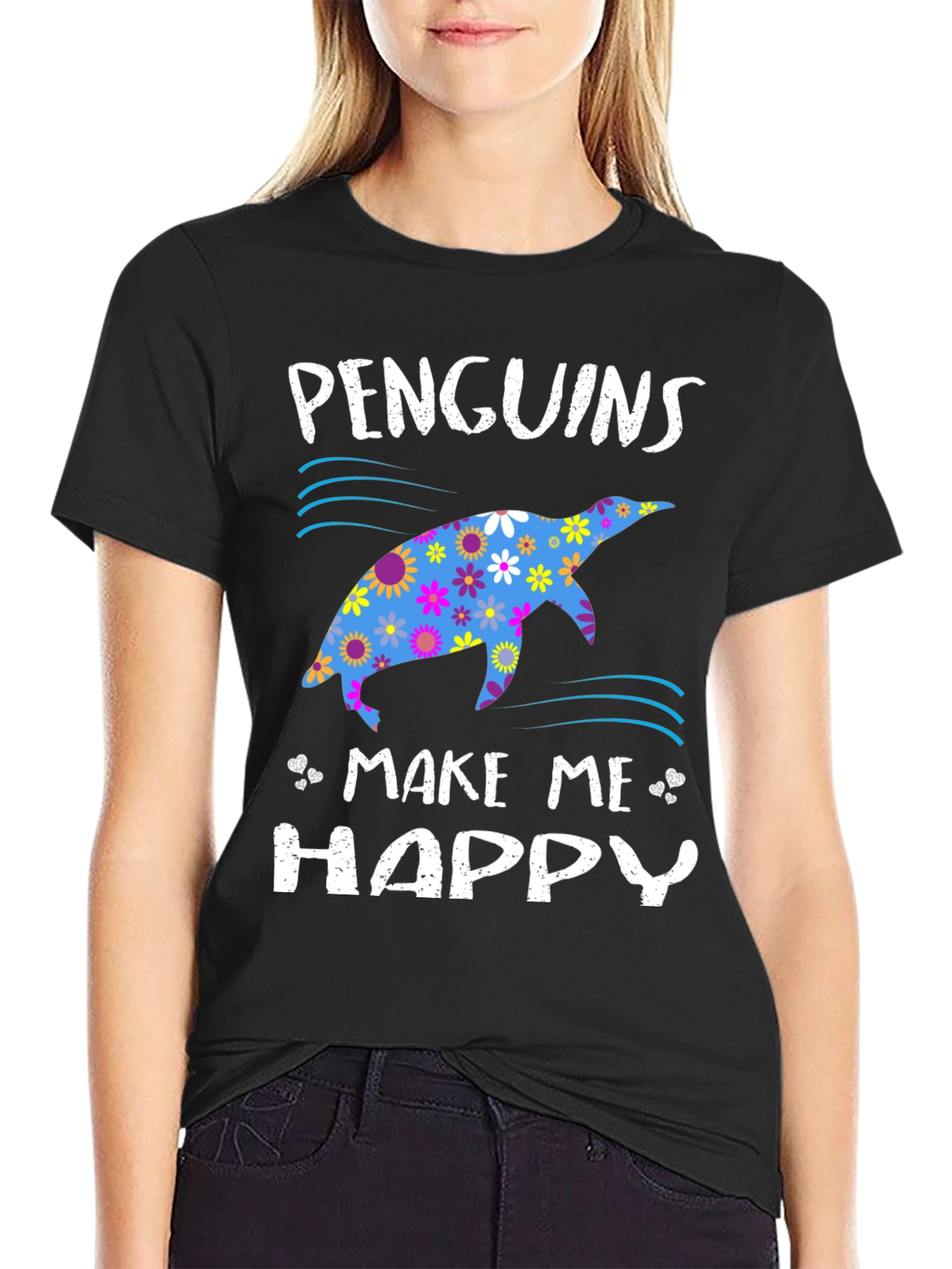 Penguins Make Me Happy Graphic T-Shirt