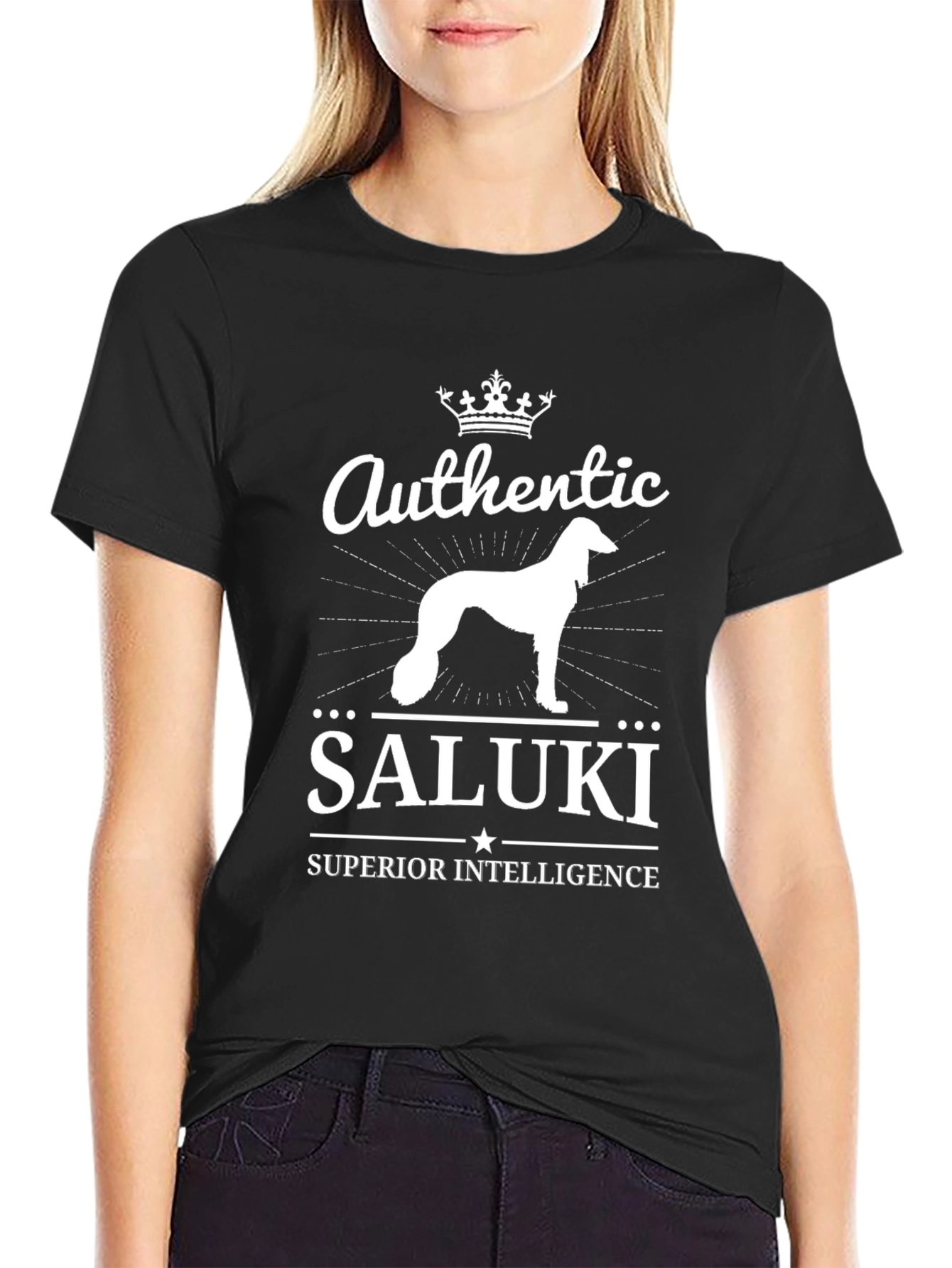 Authentic Saluki Dog T-Shirt Superior Intelligence Tee