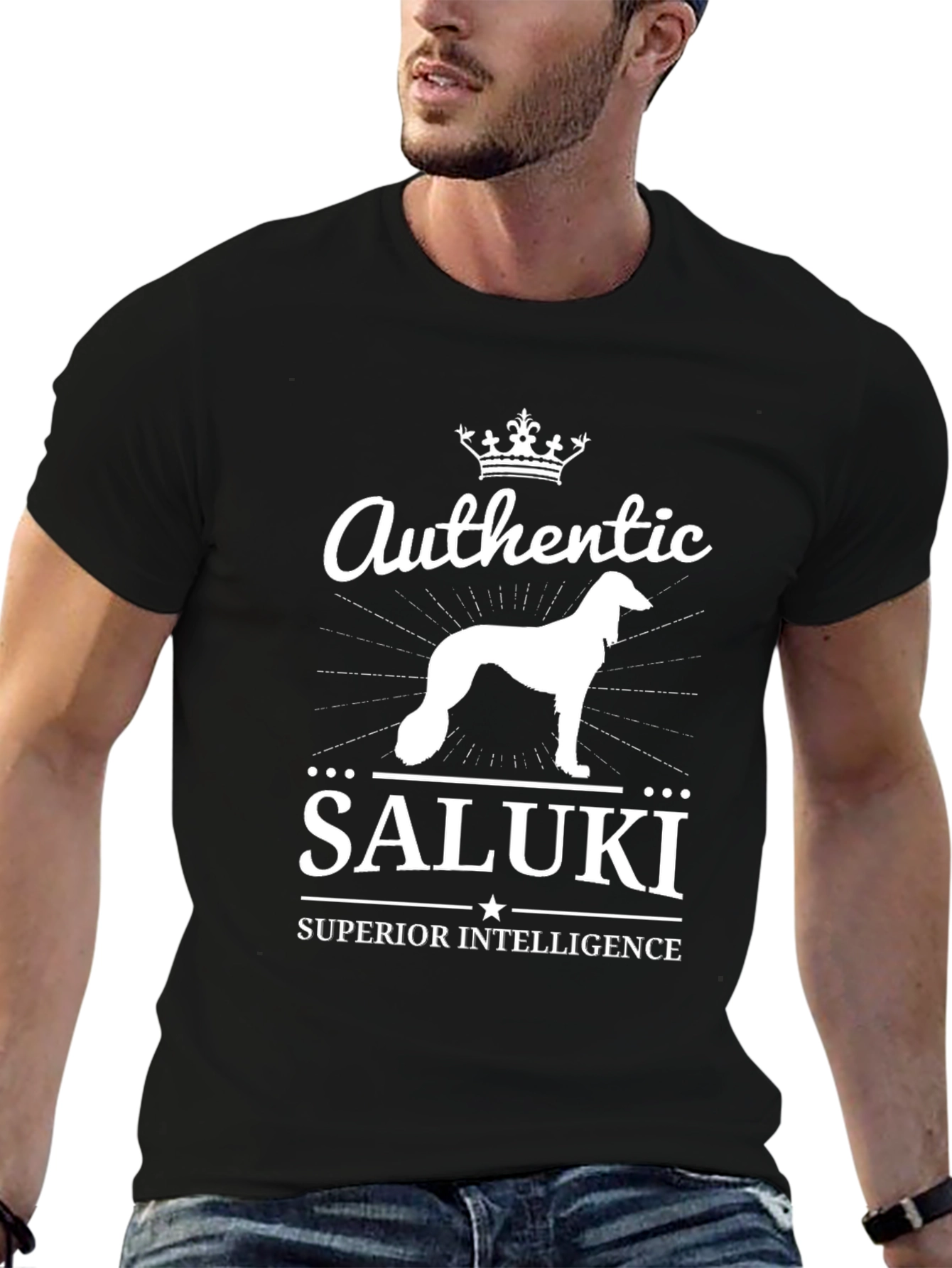 Authentic Saluki Dog T-Shirt Superior Intelligence Tee