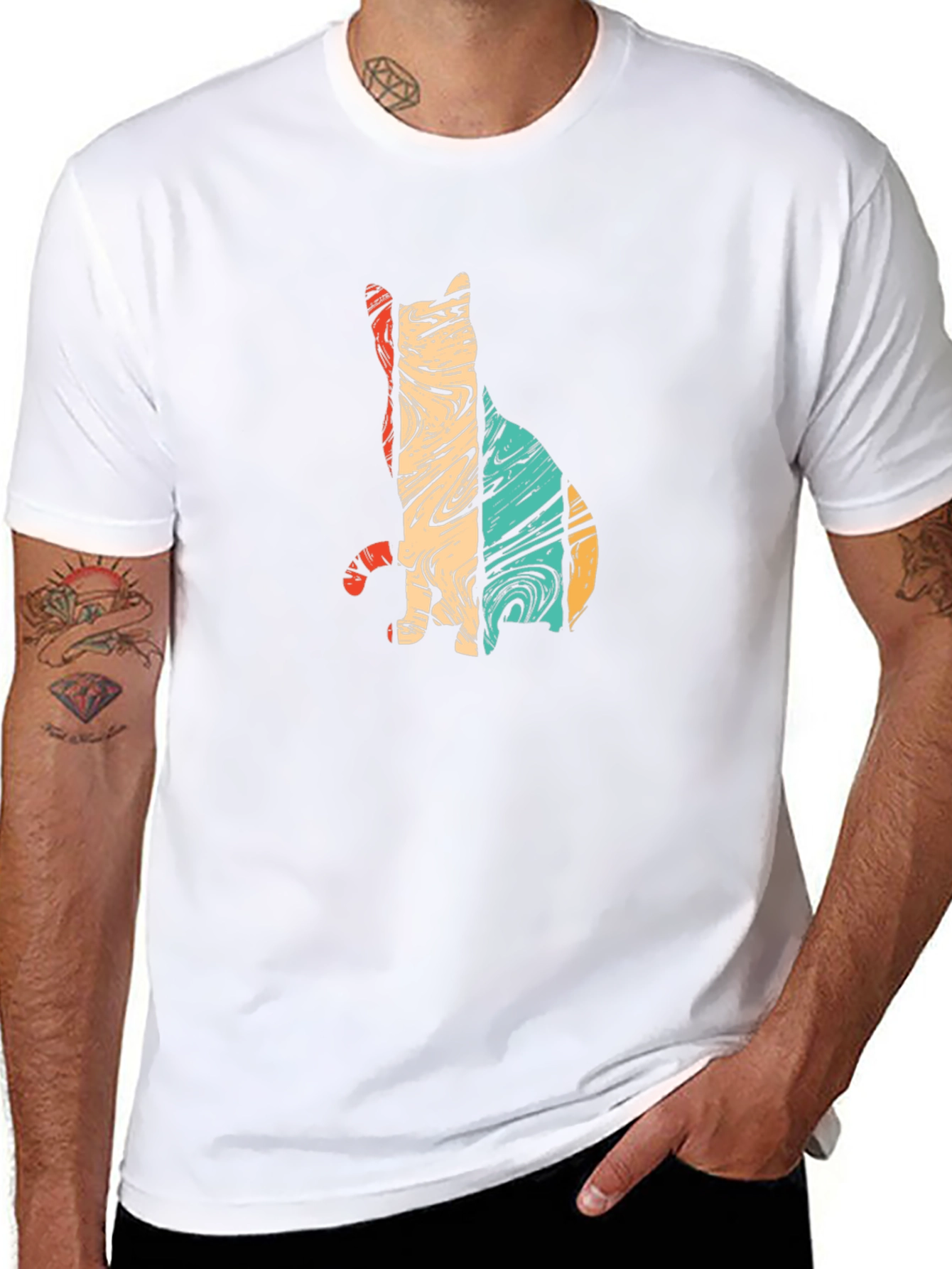 Retro Cat Silhouette Graphic Tee