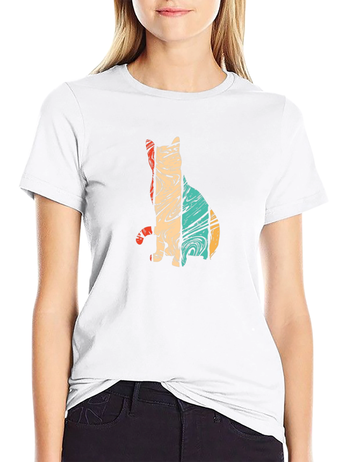 Retro Cat Silhouette Graphic Tee
