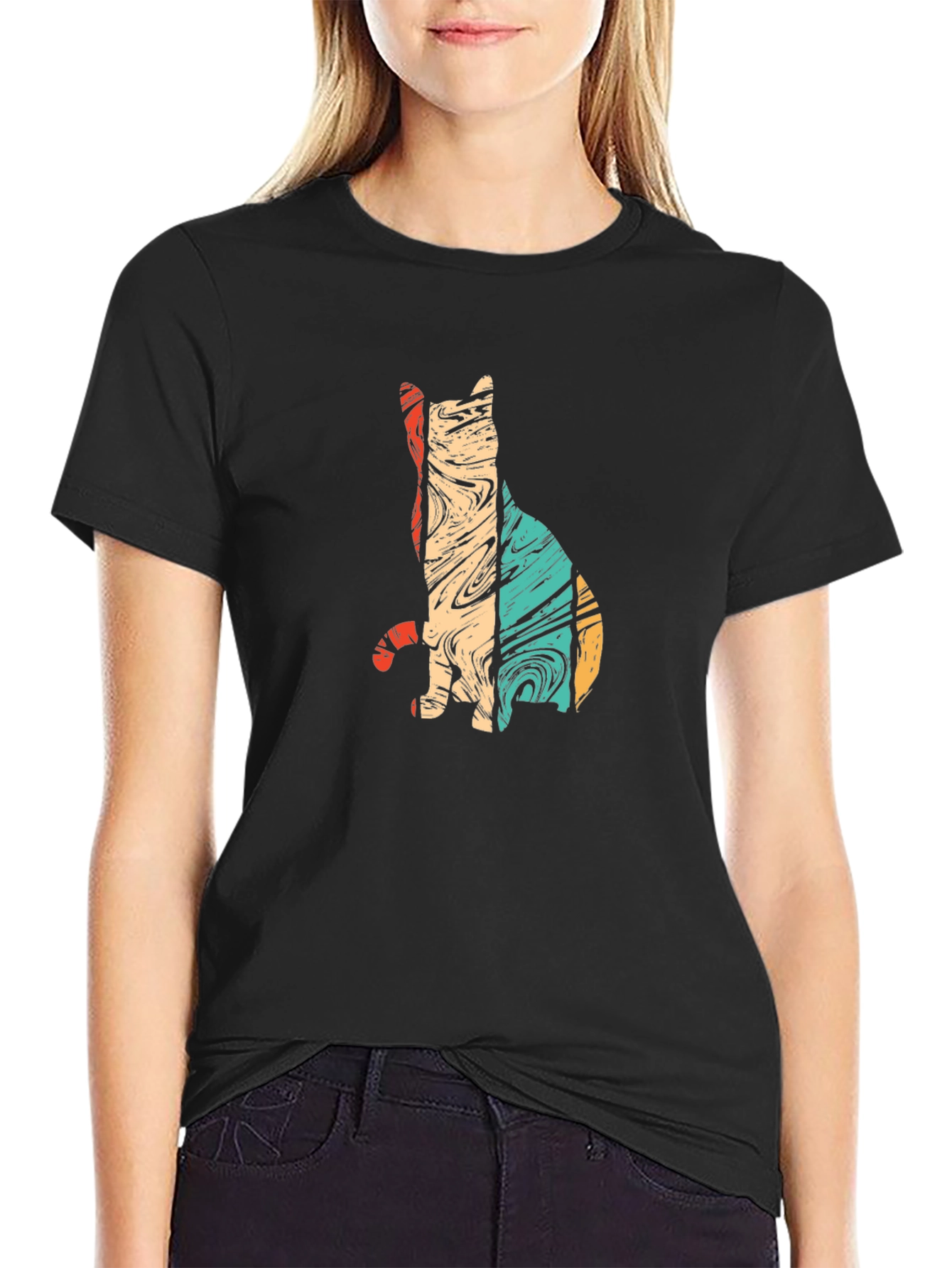 Retro Cat Silhouette Graphic Tee